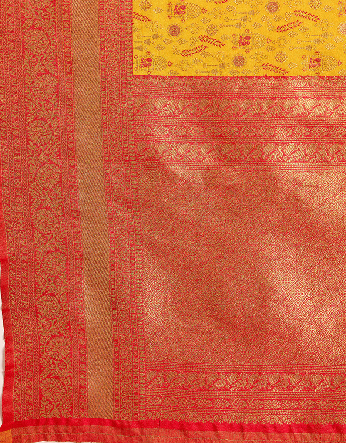 Mustard Kanjivaram Silk Woven Traditional Sarees - Monjolika Fashion