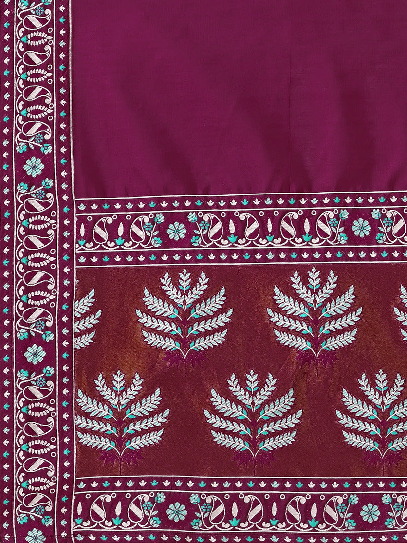 Maroon Kanjivaram Silk Weaving Zari Lehenga Choli