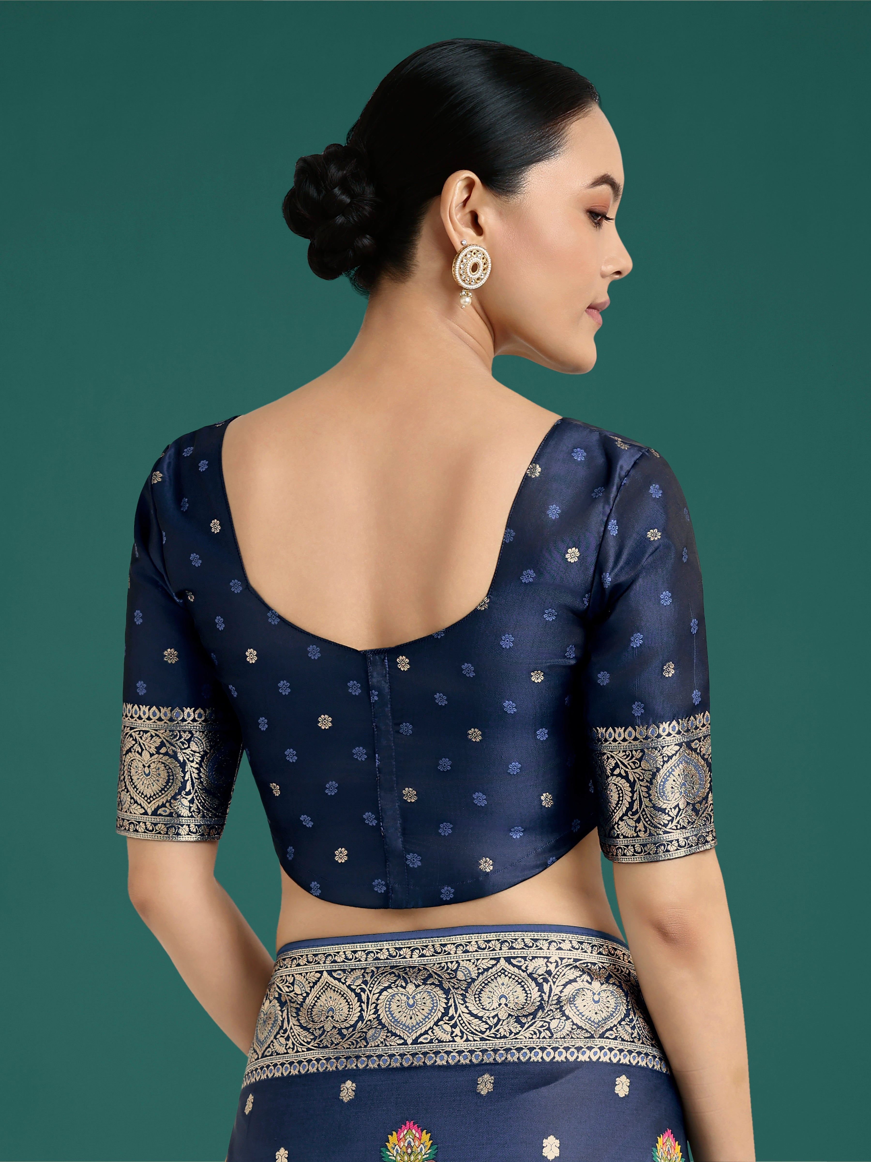 Navy blue Charming Soft Banarasi Zari Woven Designer Satin Silk Saree