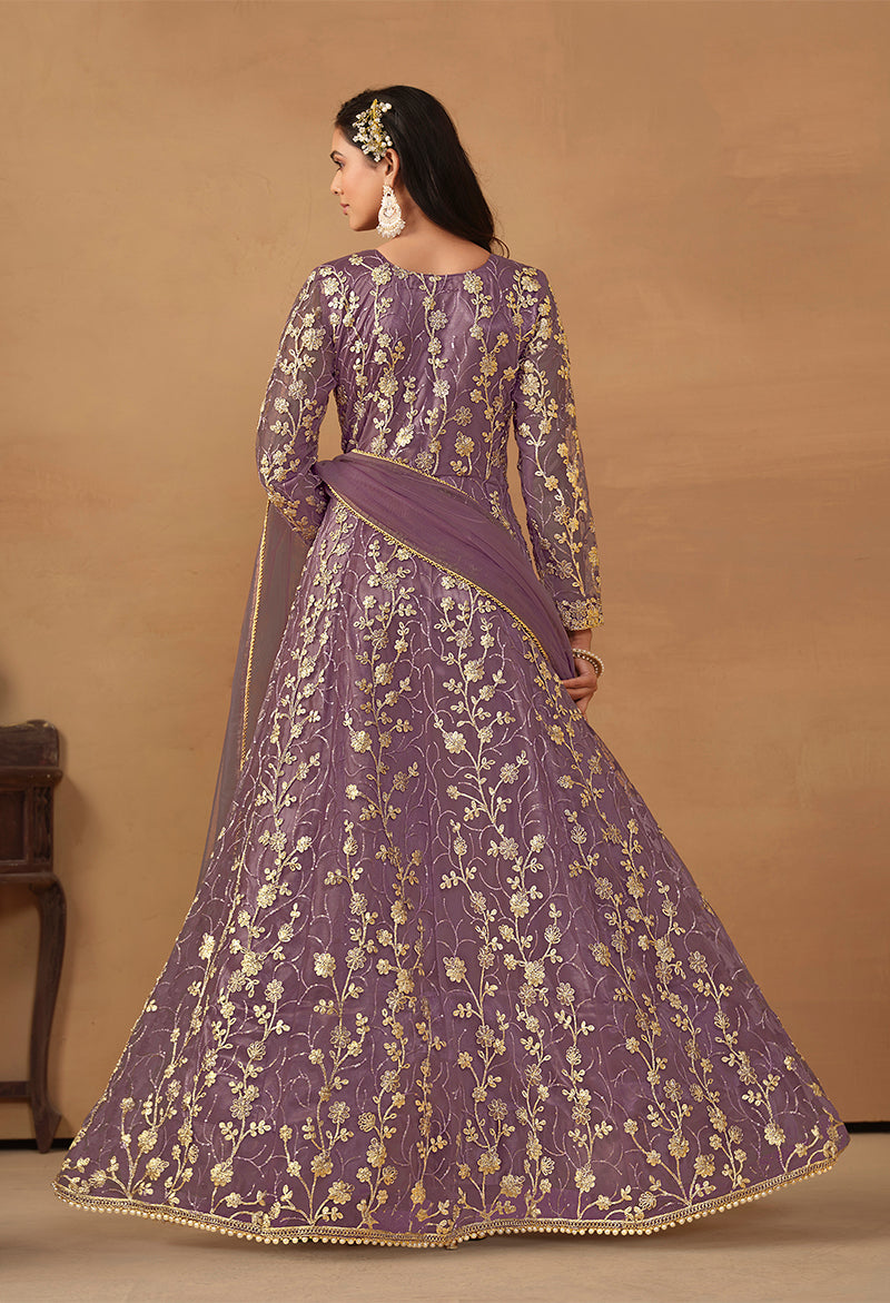 Orchid Net Embroidered Indo-western Suit - Monjolika Fashion