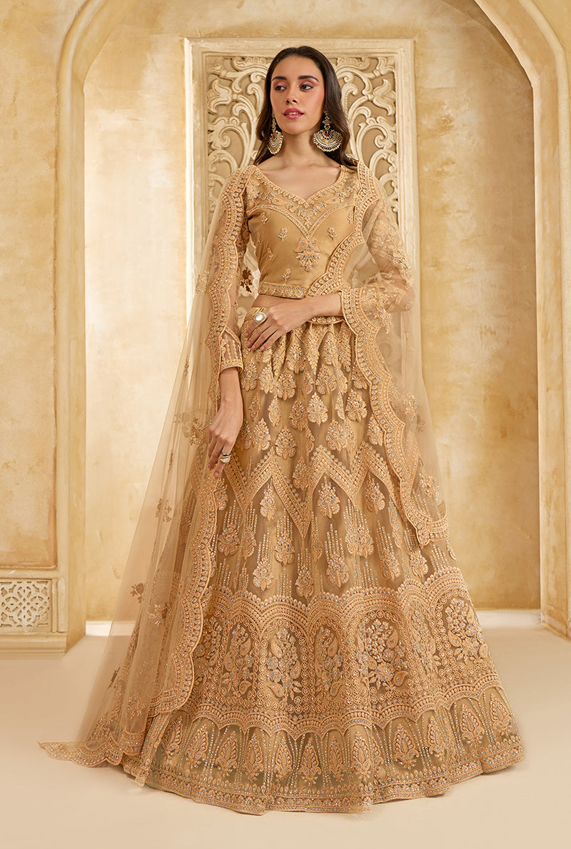 Chiku Net Designer Lehenga Choli with Embroidered Work for Women