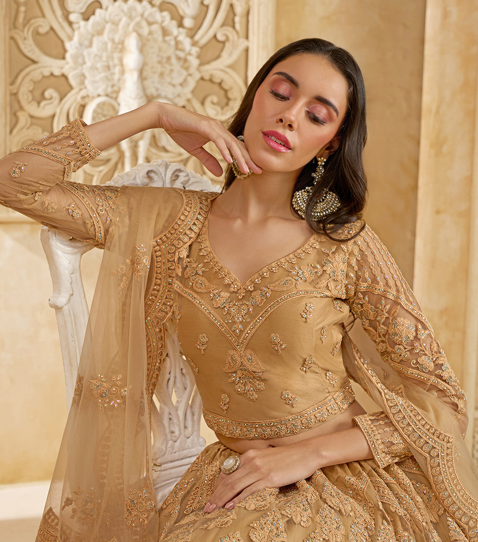 Chiku Net Designer Lehenga Choli with Embroidered Work for Women