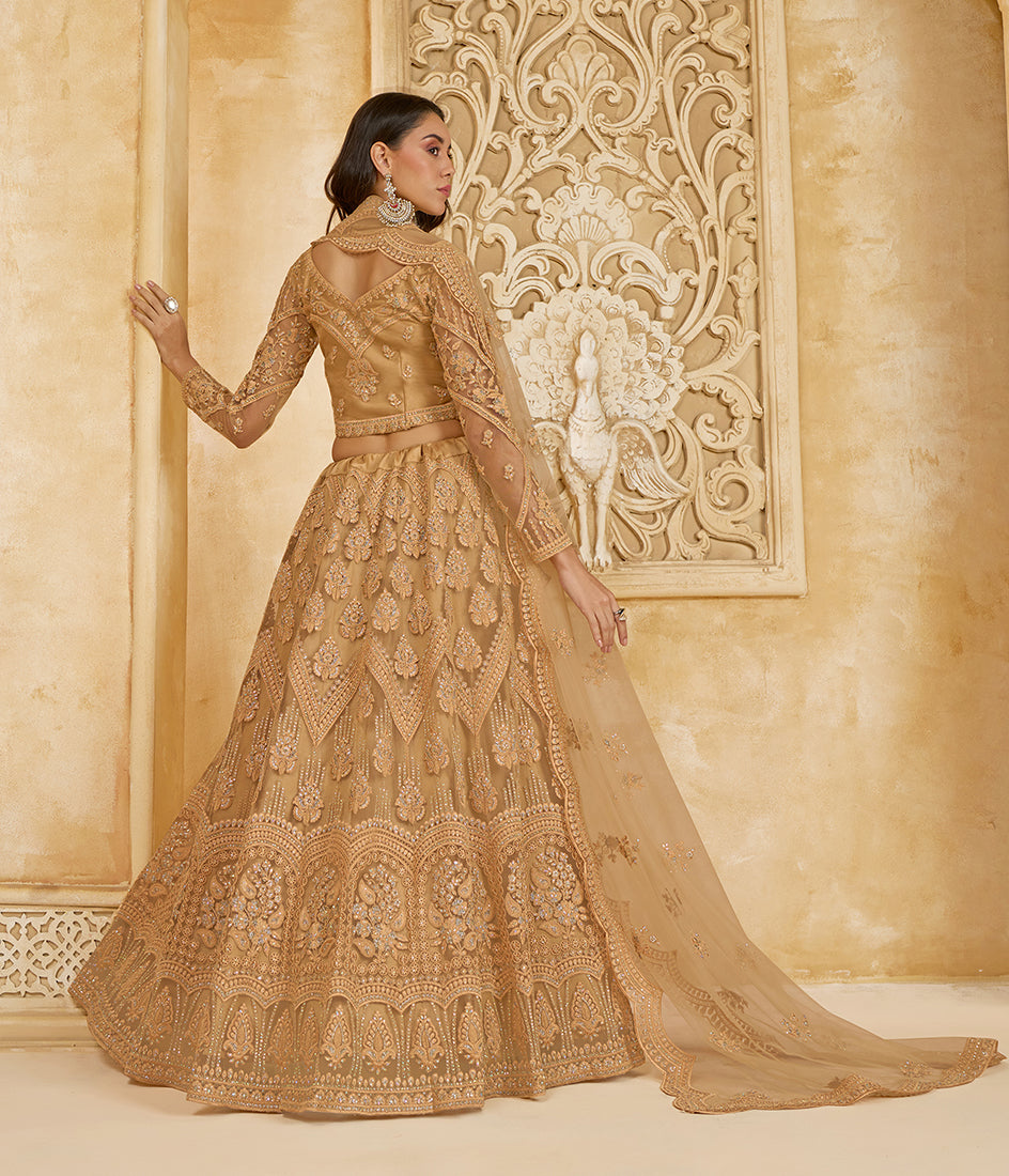 Chiku Net Designer Lehenga Choli with Embroidered Work for Women