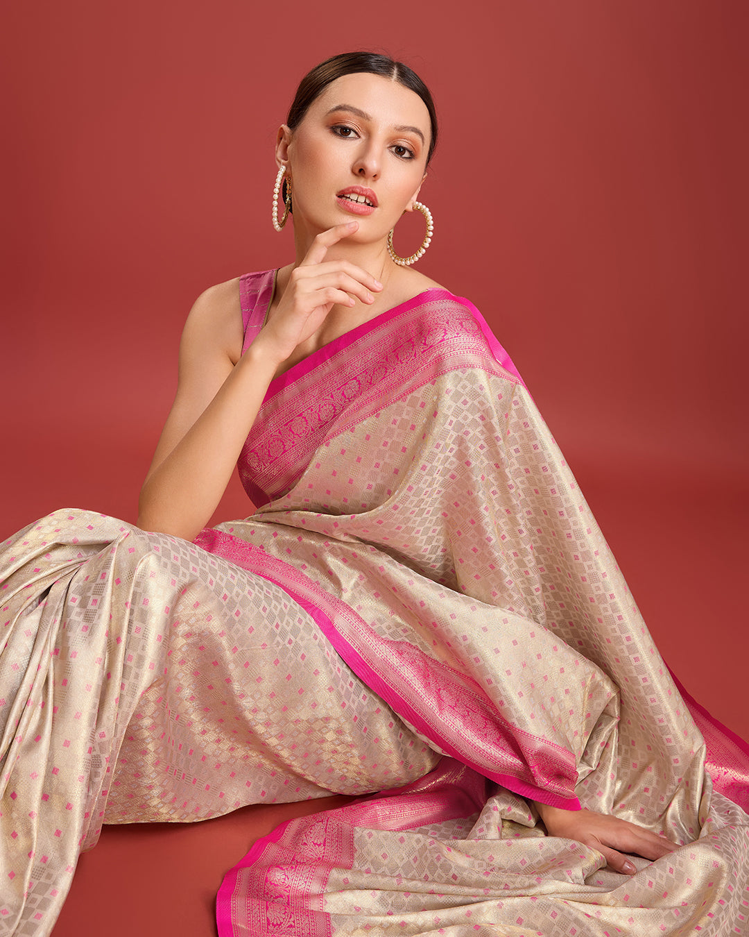 Off White Kanjivaram Silk Zari Woven Festive Wear Saree - Monjolika Fashion