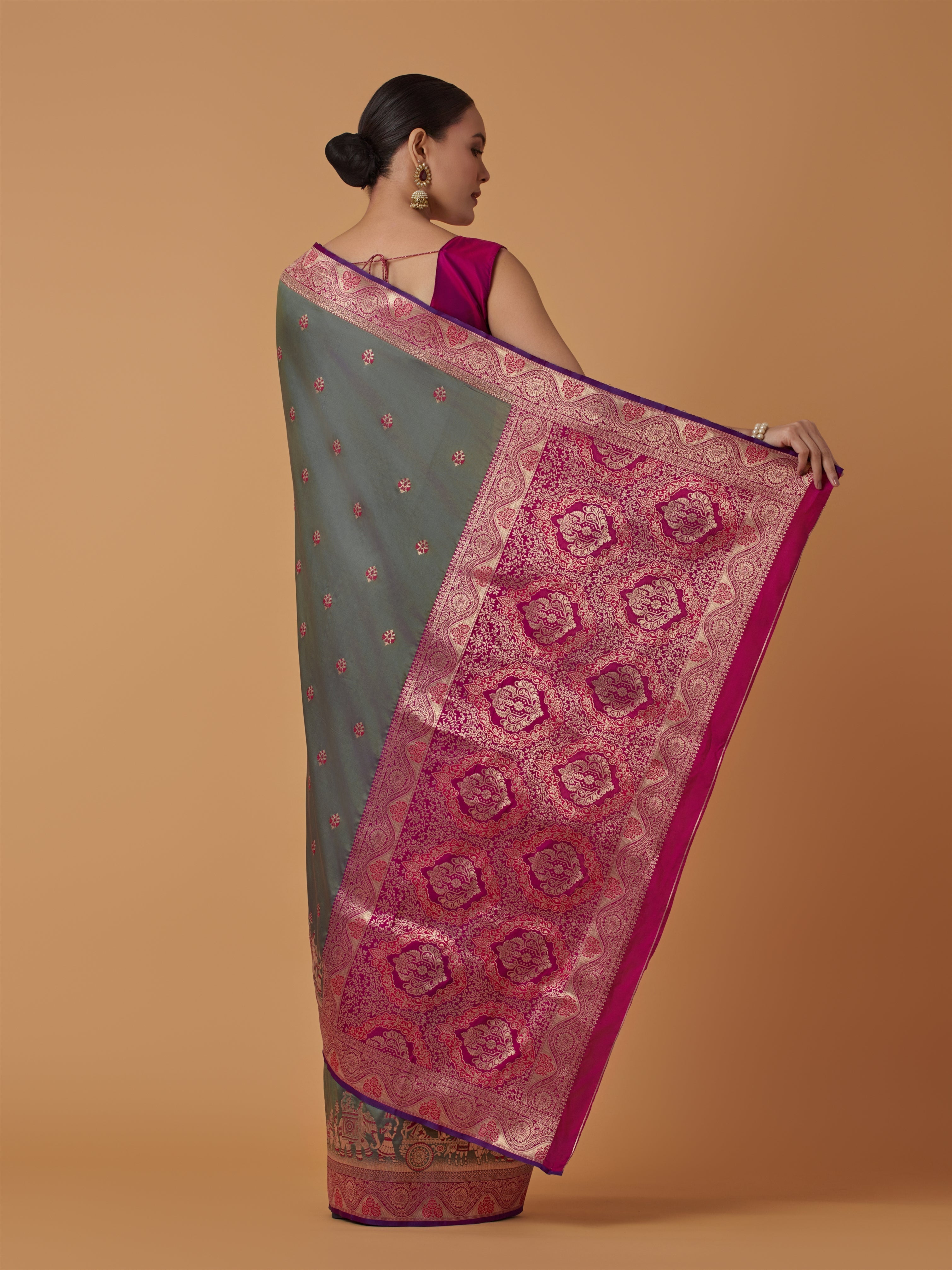Red Banarasi Silk Dulha Dulhan Zari Woven Saree