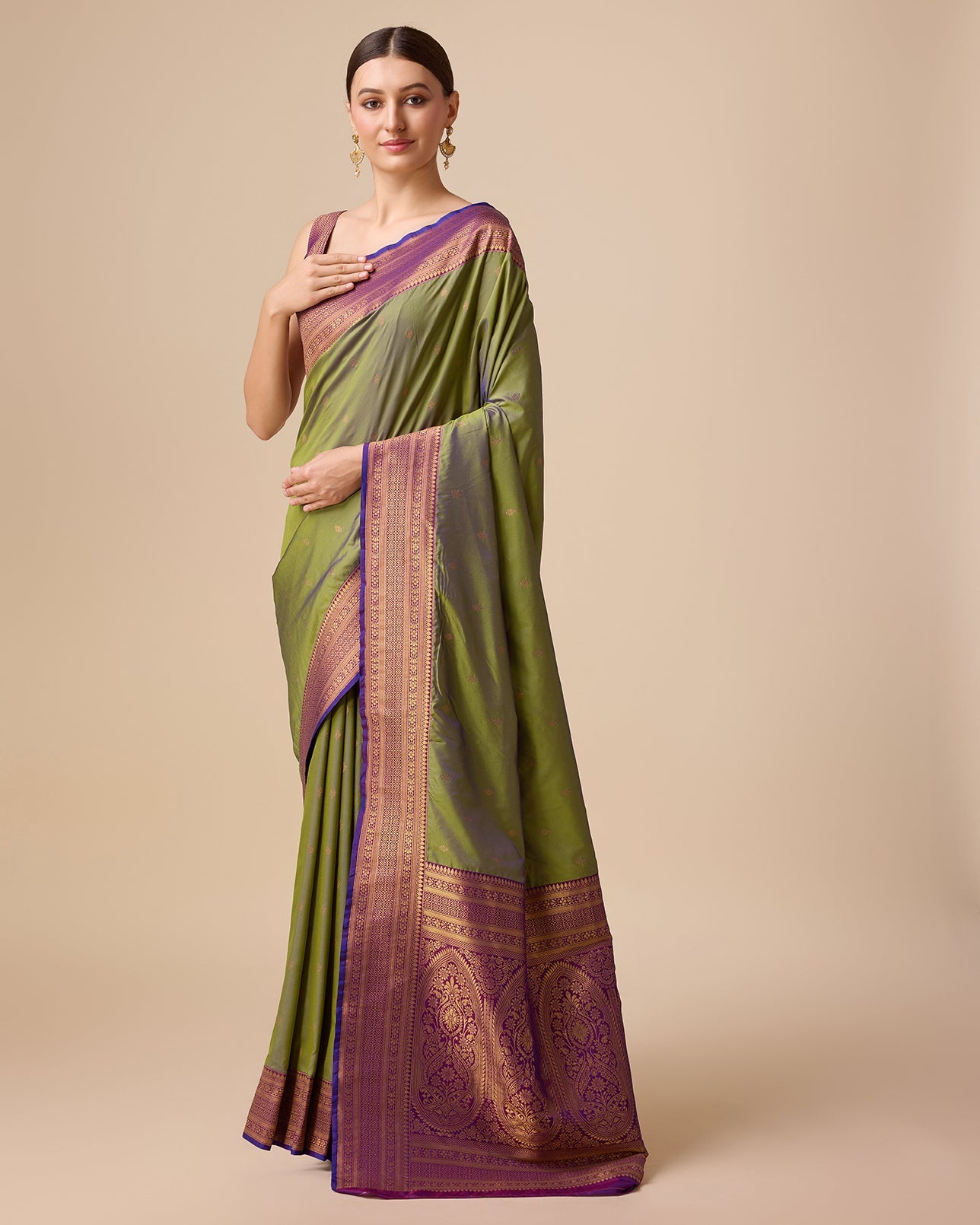 Dark Purple Banarasi Silk Intricate Zari Work Saree - Monjolika Fashion