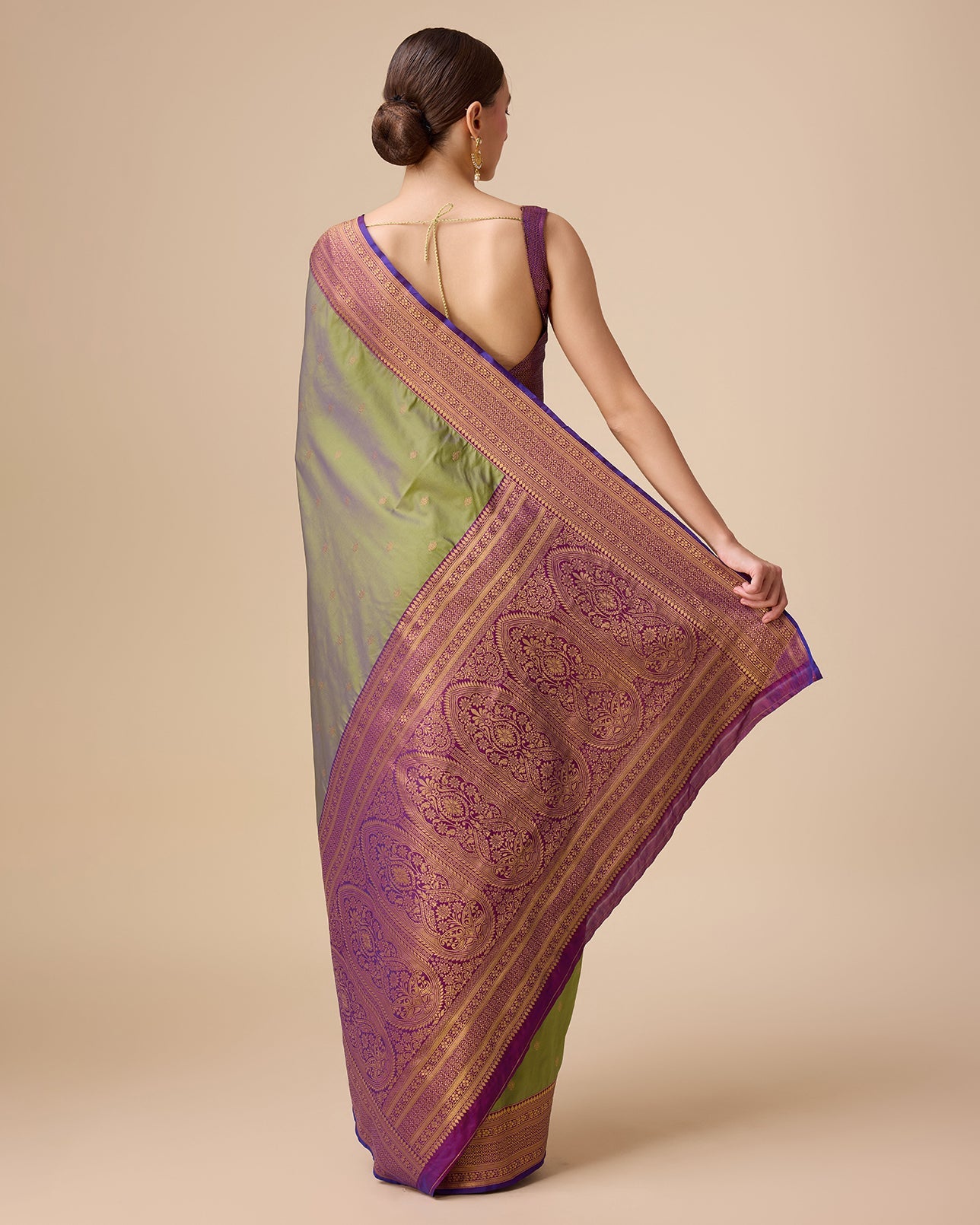 Dark Purple Banarasi Silk Intricate Zari Work Saree - Monjolika Fashion