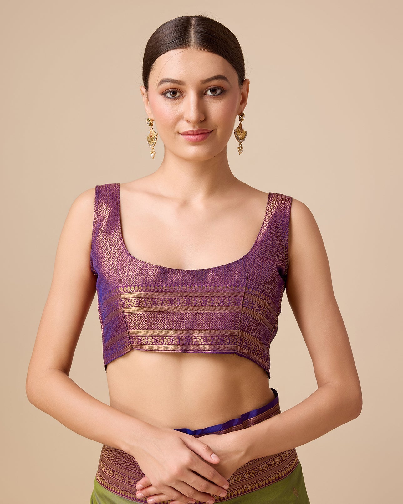 Dark Purple Banarasi Silk Intricate Zari Work Saree - Monjolika Fashion