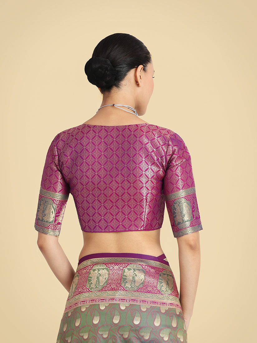 Olive Green Banarasi Silk Weaving Work Traditional Saree