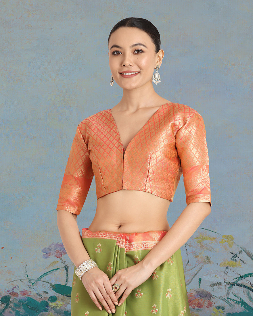 Olive green Banarasi Weaving Tissue Silk Indian Wear Saree
