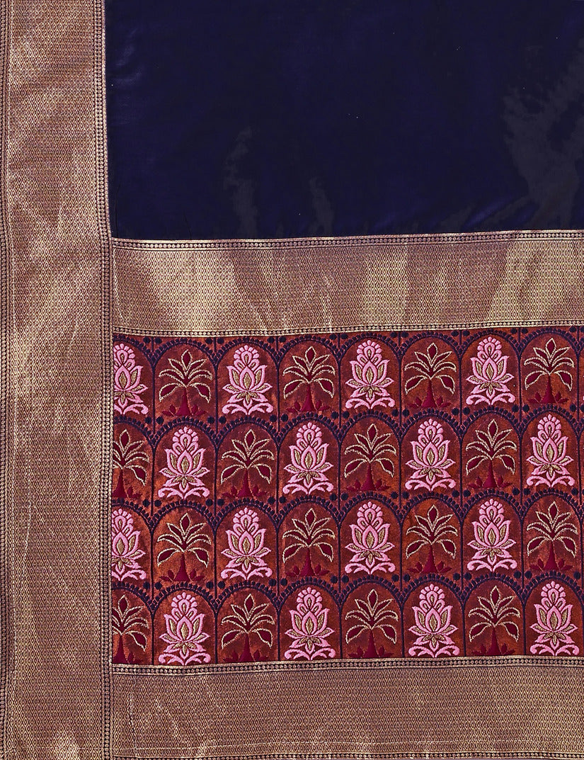 Blue Kanjivaram Silk Weaving Zari Lehenga Choli