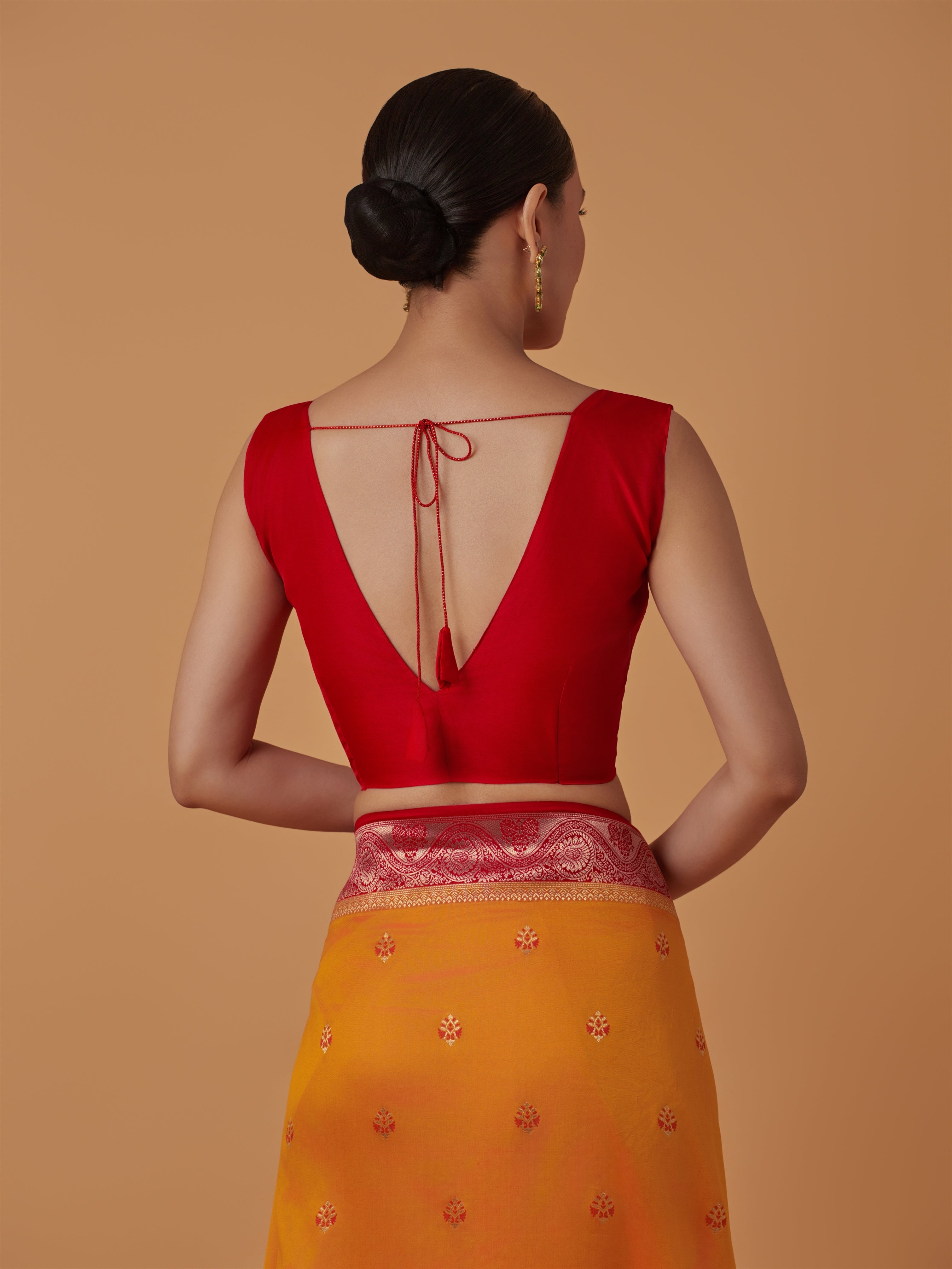 Orange Banarasi Silk Dulha Dulhan Zari Woven Saree