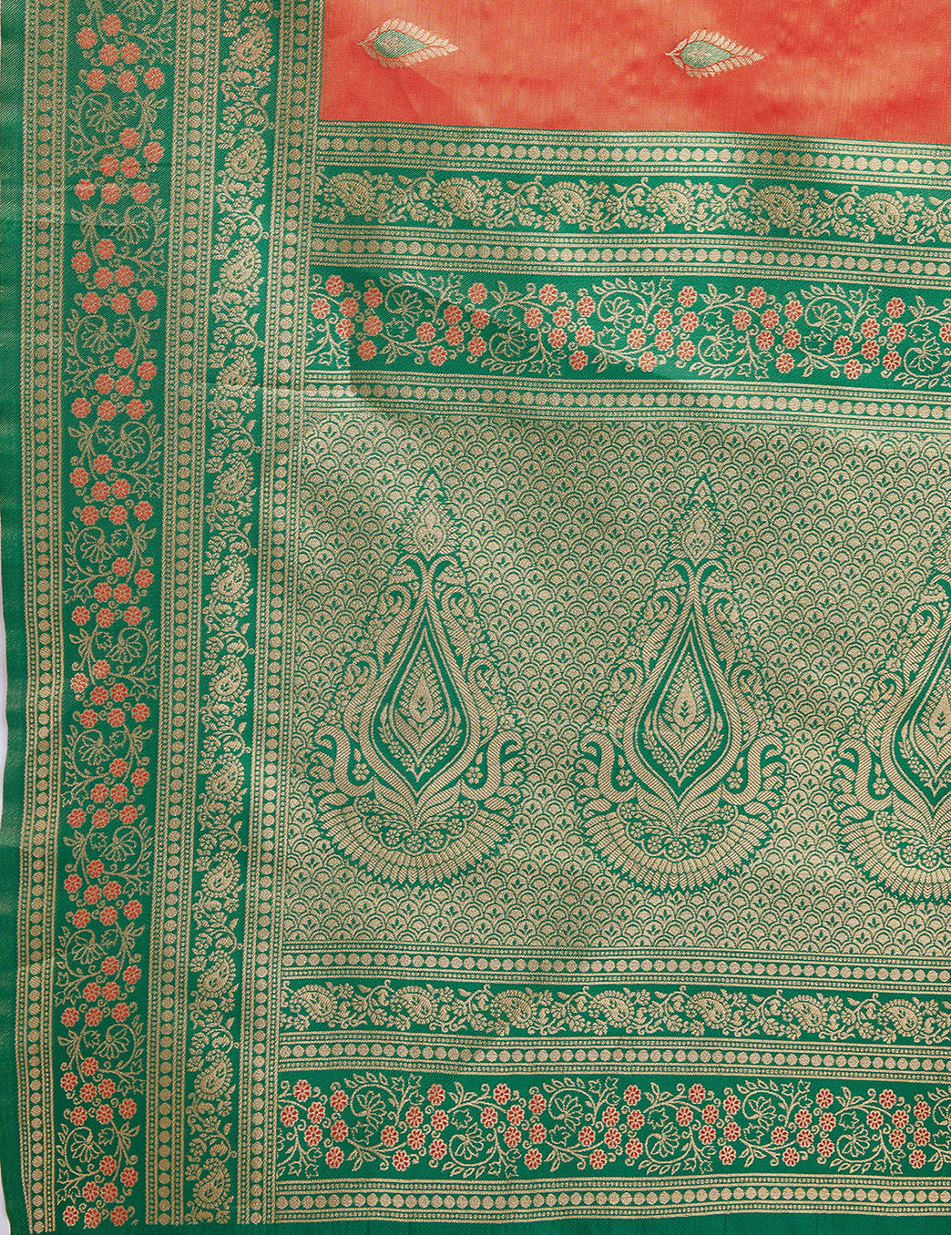 Orange Banarasi Tissue Silk Reception Wear Saree
