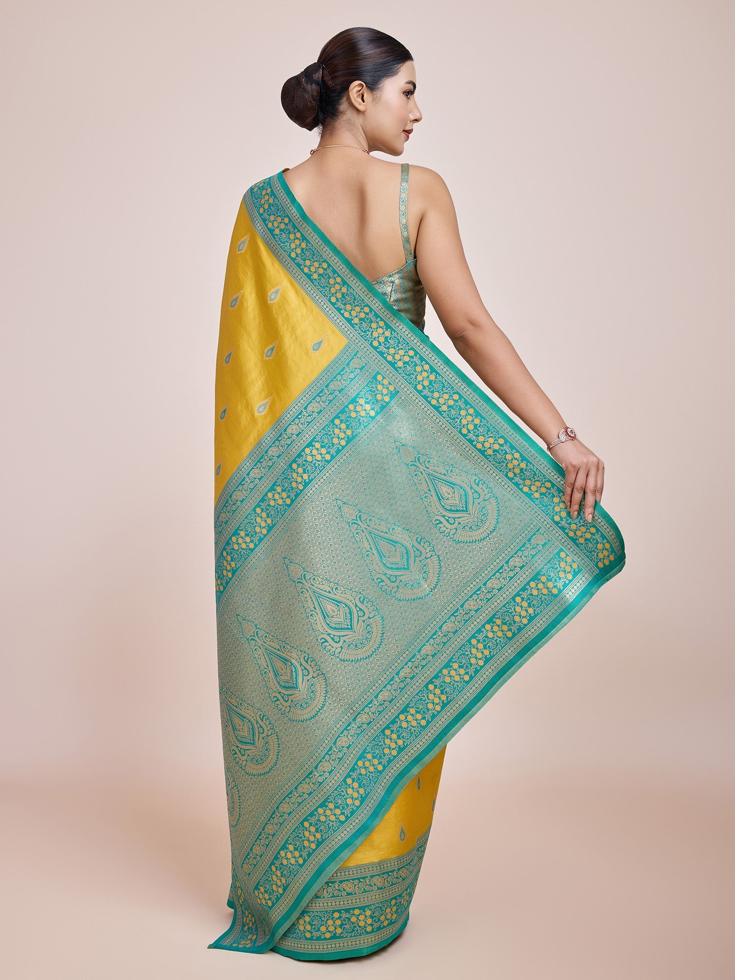Yellow Banarasi Tissue Silk Zari Woven Festival Saree