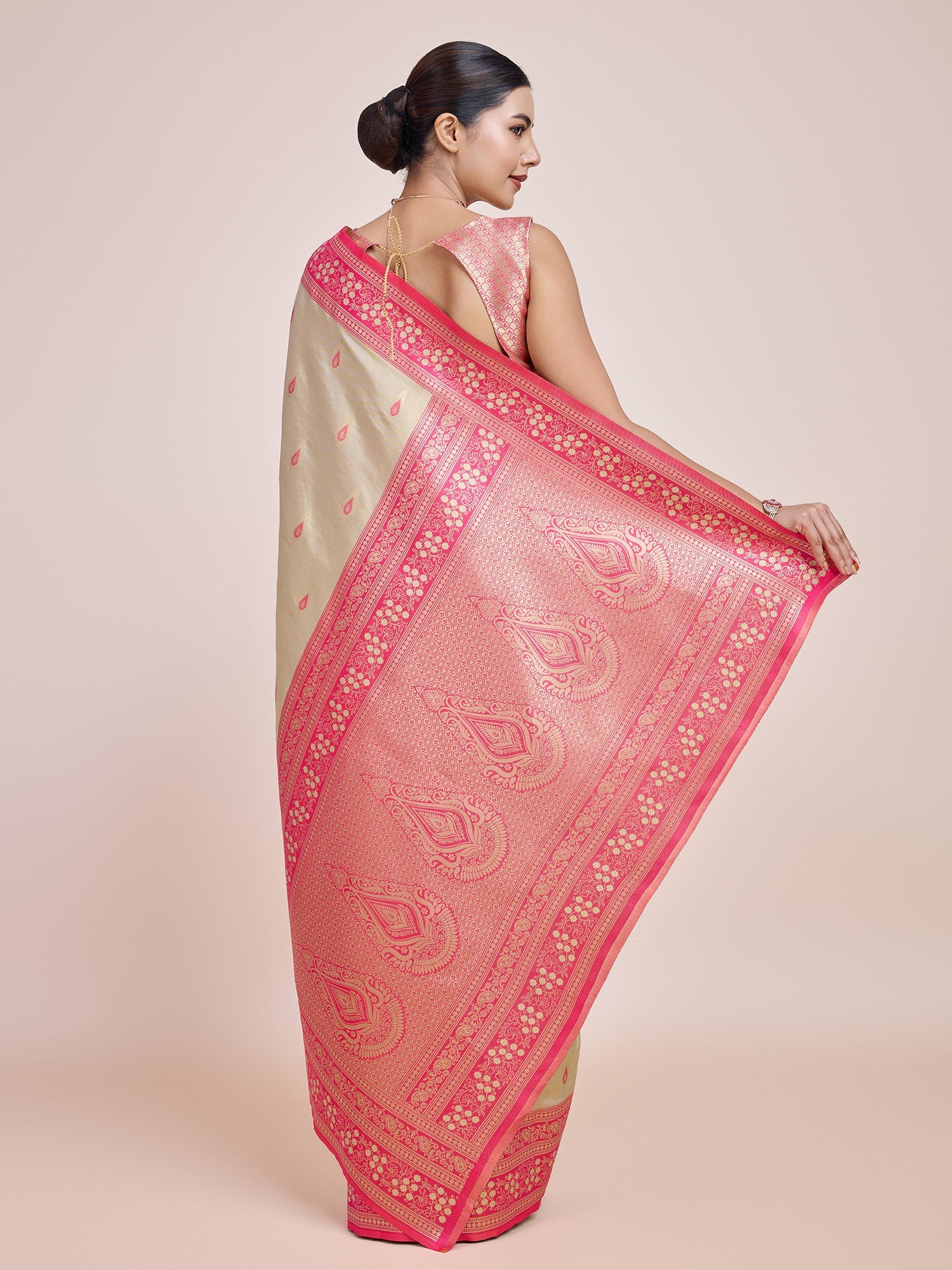 Cream Banarasi Tissue Silk Zari Weaving Ceremony Saree