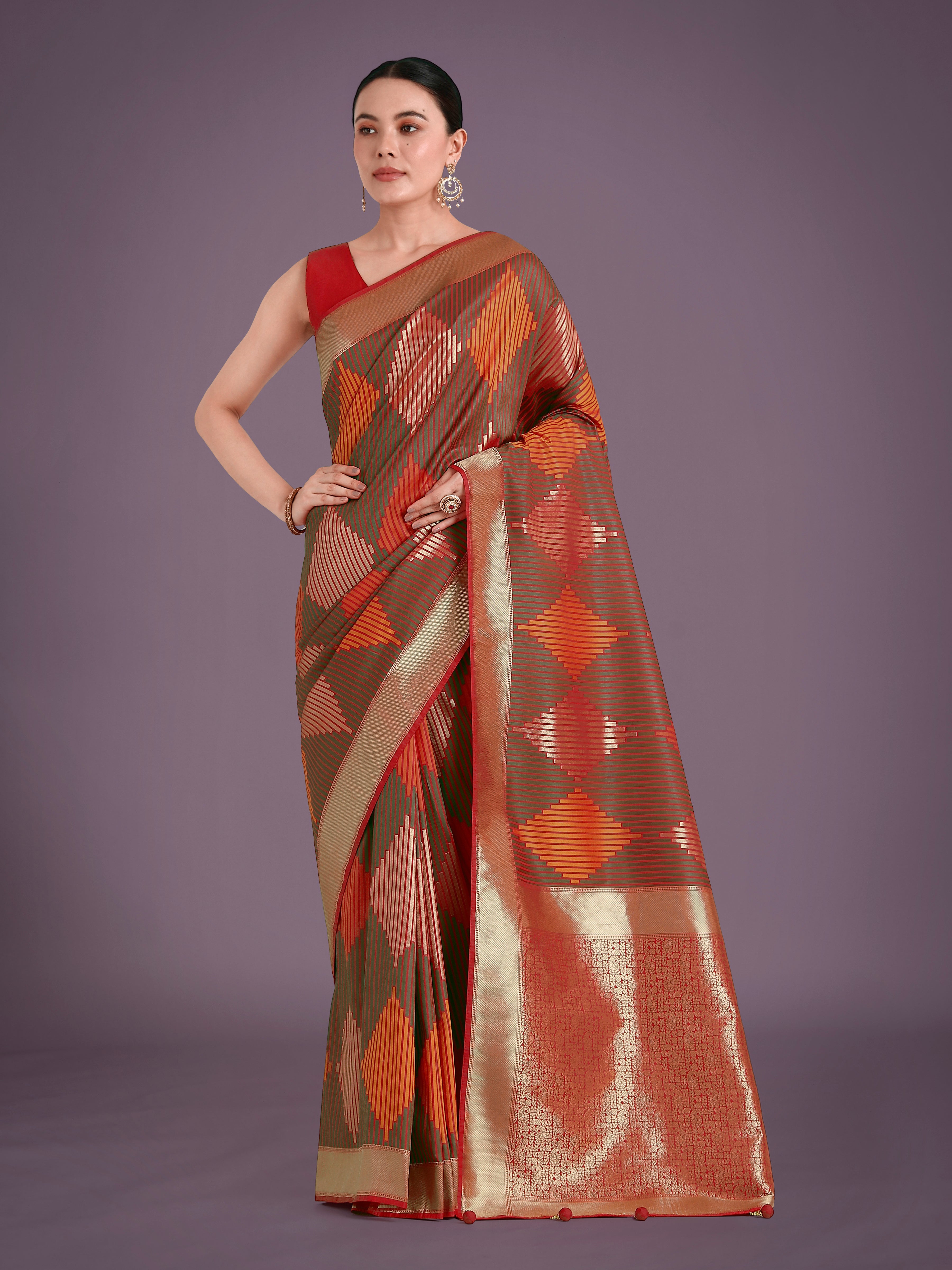Red Colour Banarasi Silk Zari Weaving Classic Saree
