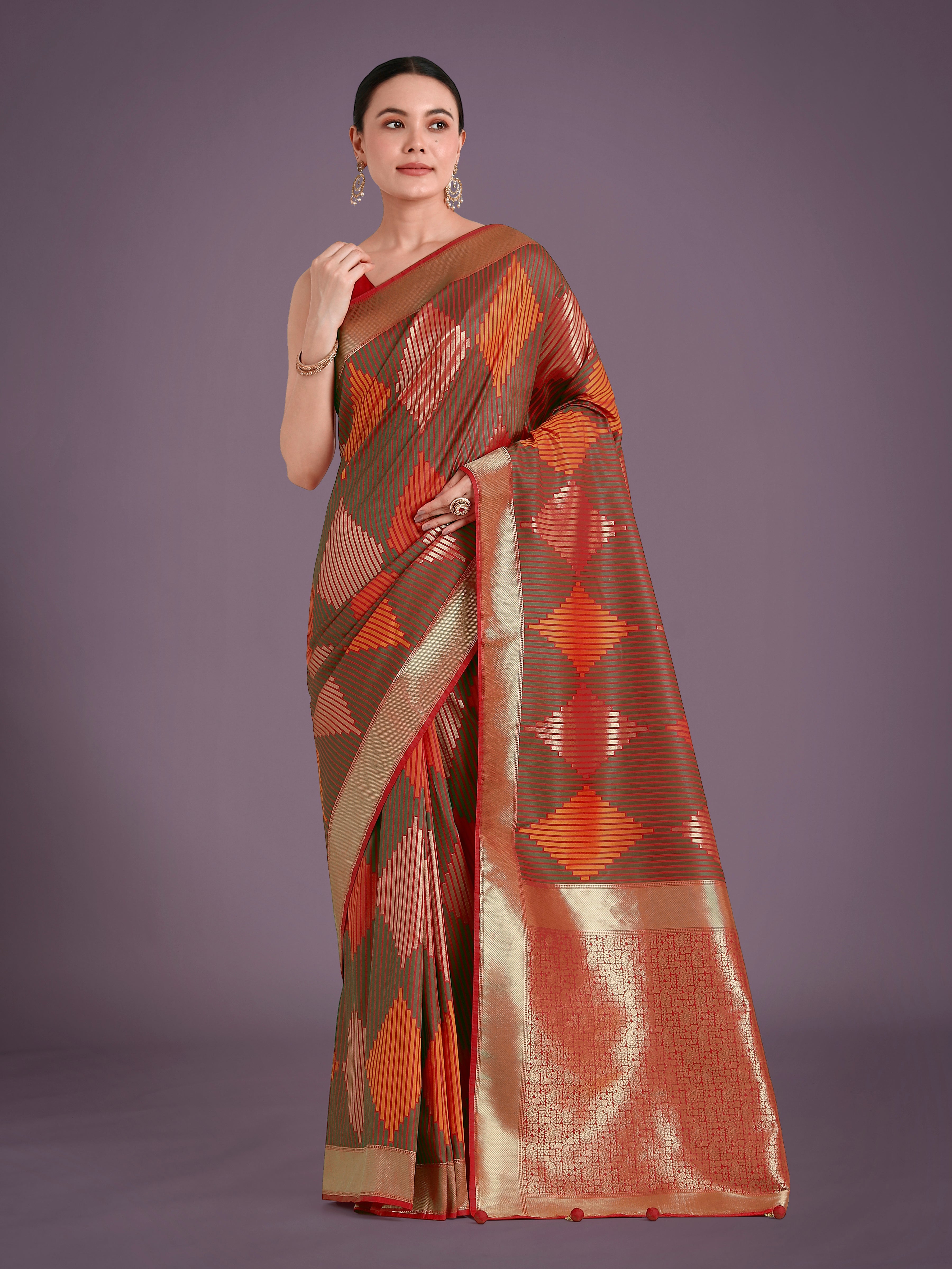 Red Colour Banarasi Silk Zari Weaving Classic Saree