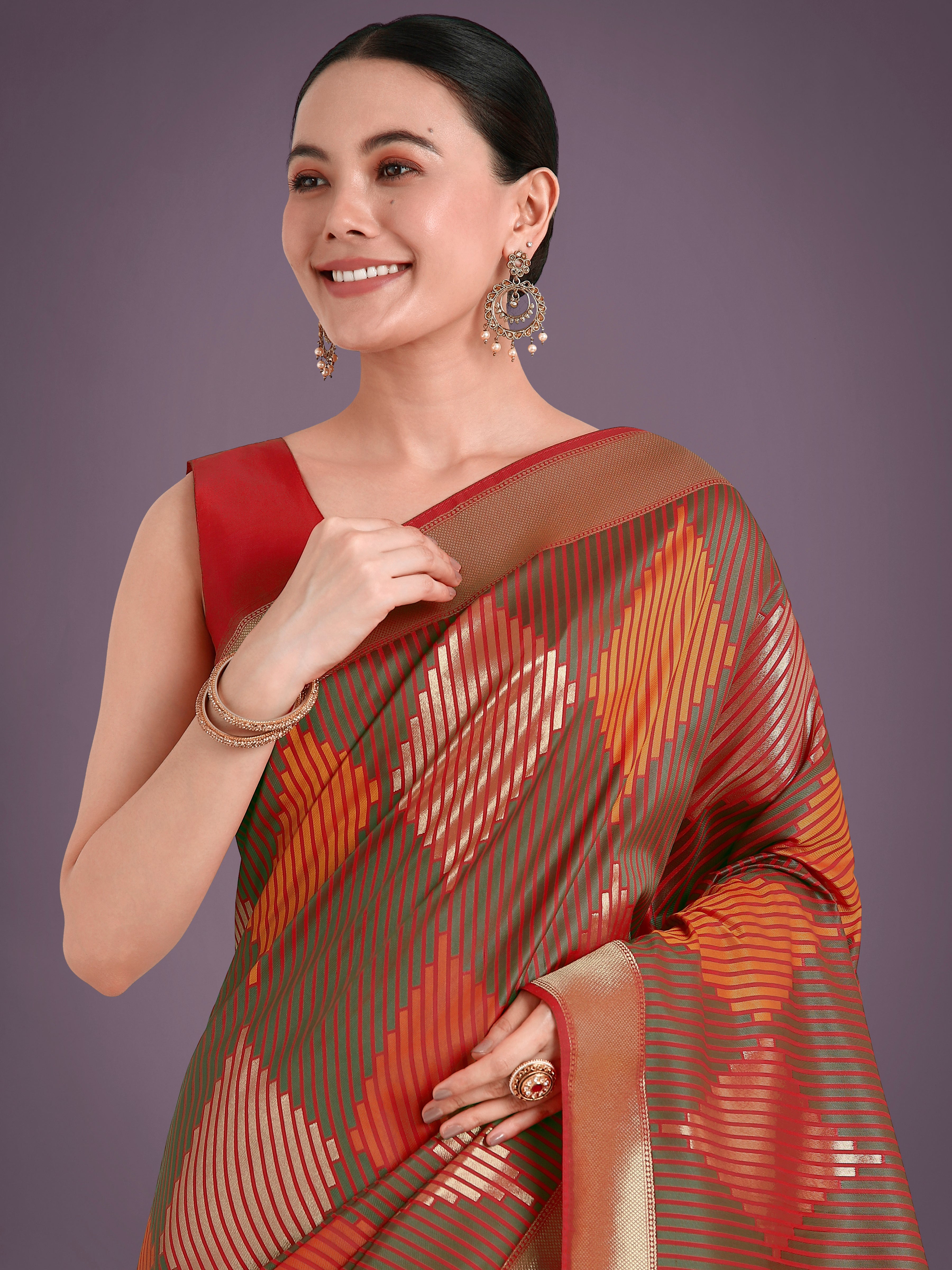 Red Colour Banarasi Silk Zari Weaving Classic Saree