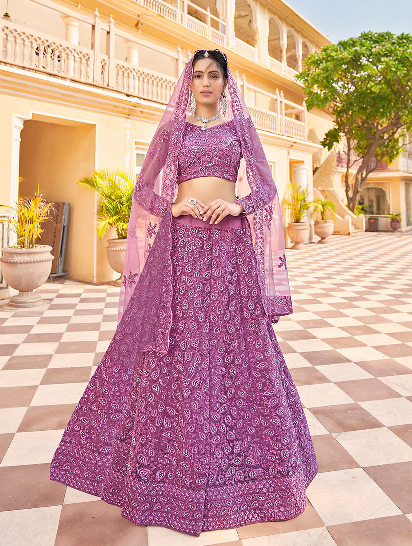 Pink Color Net Zarkhan Work Heavy Lehenga Choli