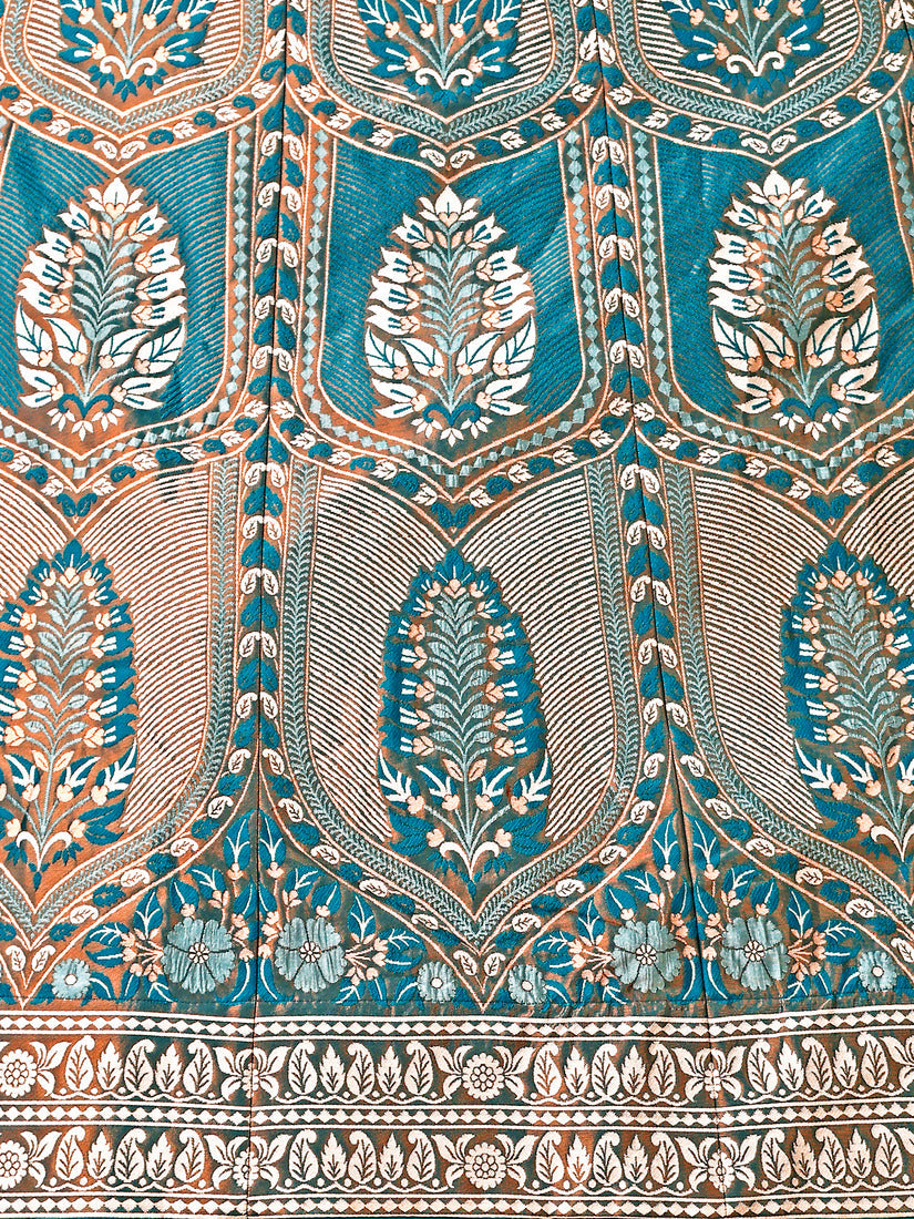 Teal Kanjivaram Silk Weaving Zari Lehenga Choli