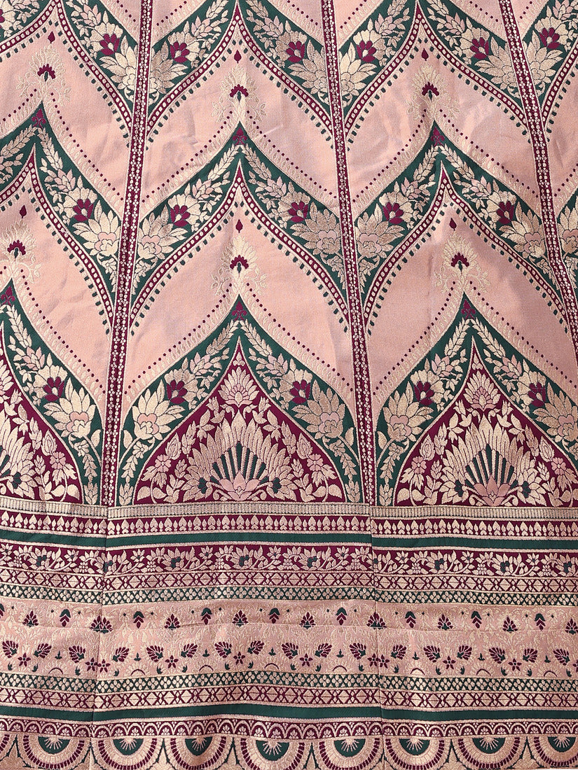 Light Pink Kanjivaram Silk Weaving Zari Lehenga Choli