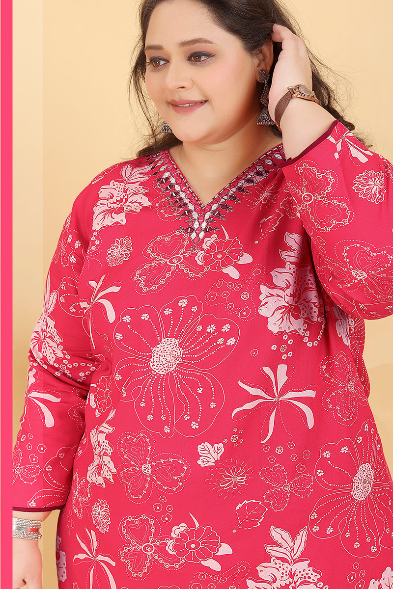 Pink Premium Rayon Handwork Classic Salwar Suit