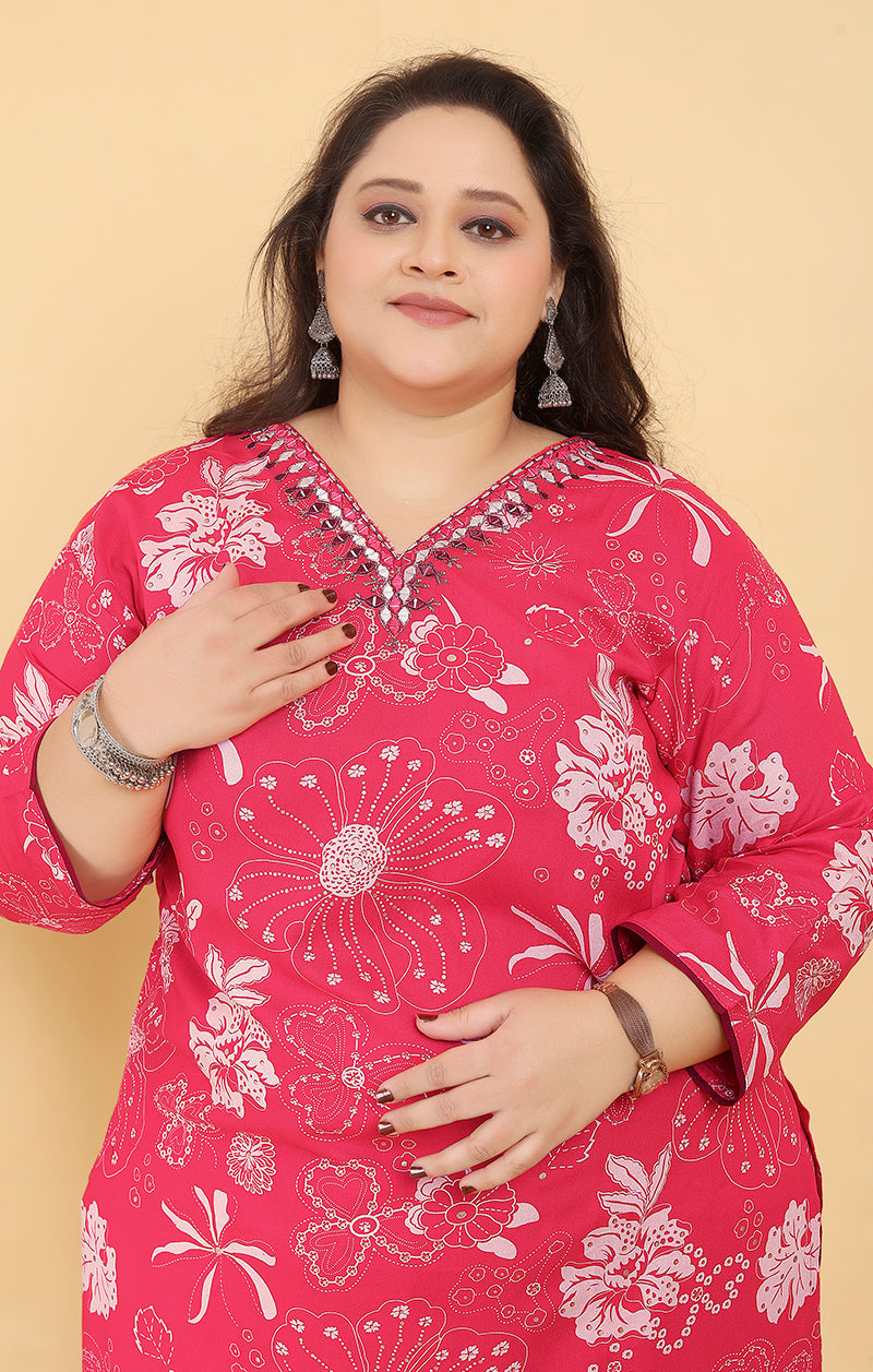 Pink Premium Rayon Handwork Classic Salwar Suit