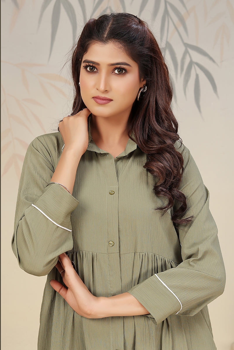 Pista Green Cotton Solid Festival Casual Readymade Co-Ord Set