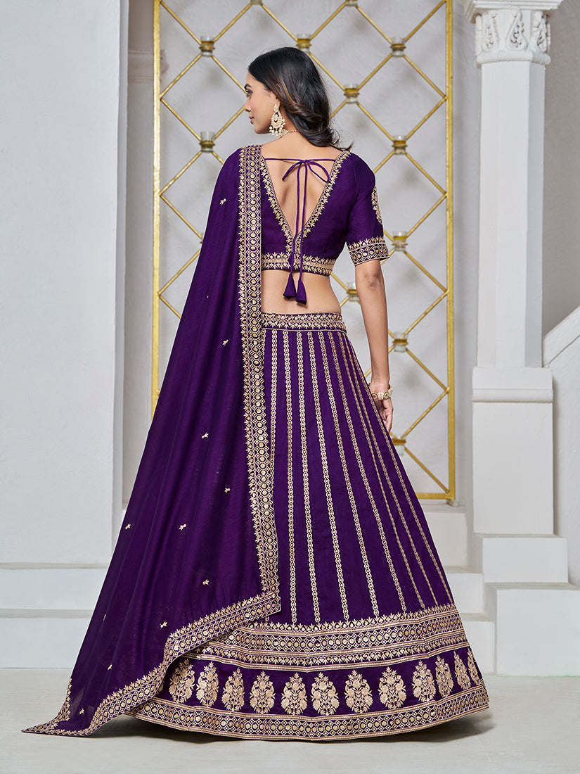 Purple Art Silk Embroidered Designer Lehenga Choli
