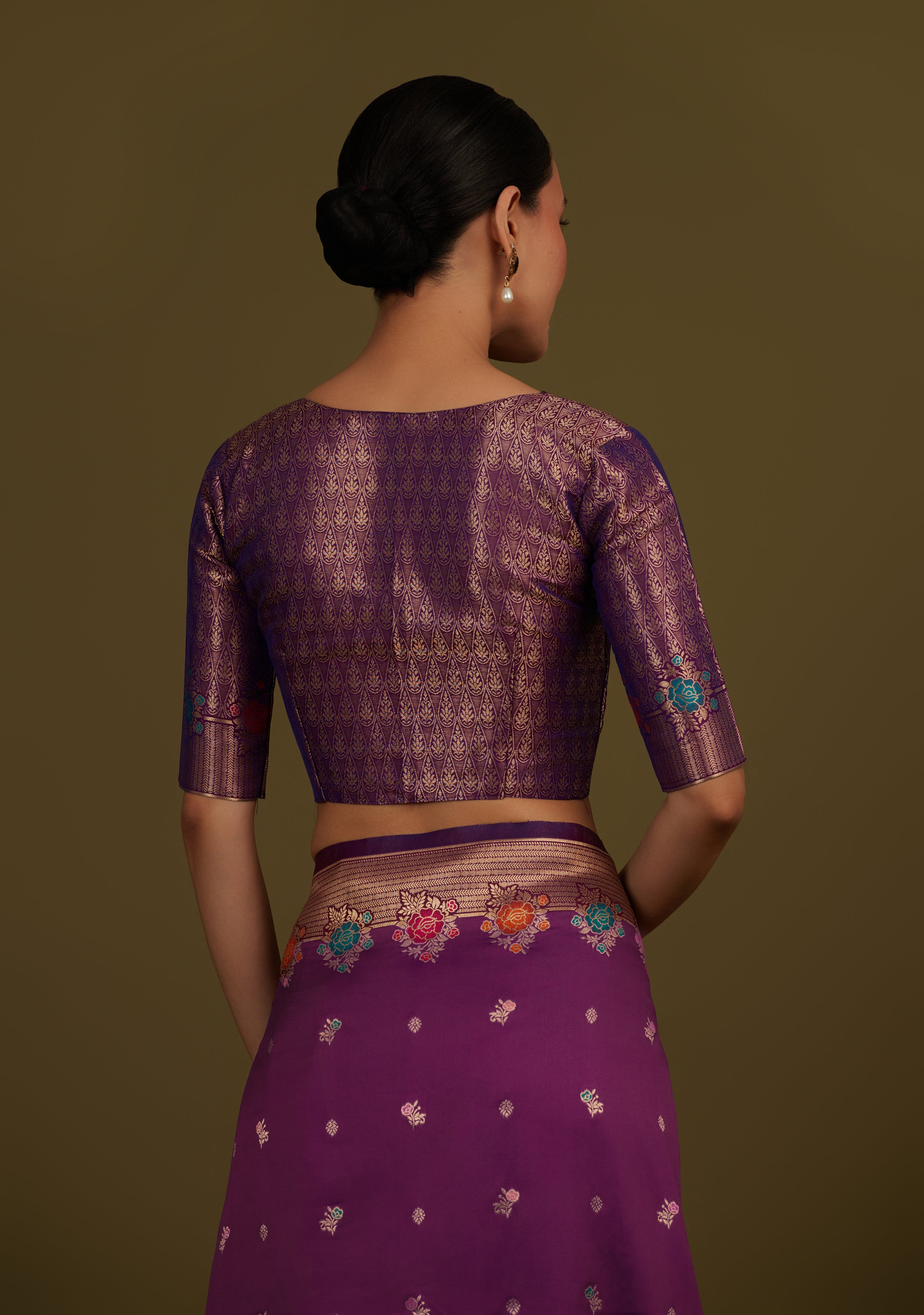 Purple Banarasi Silk Blend Zari Woven Saree