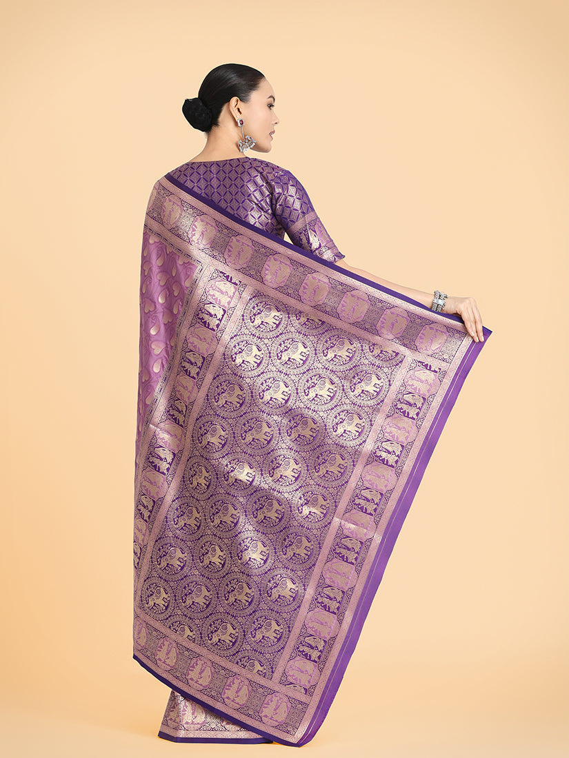 Purple Banarasi Silk Weaving Work Traditional Saree