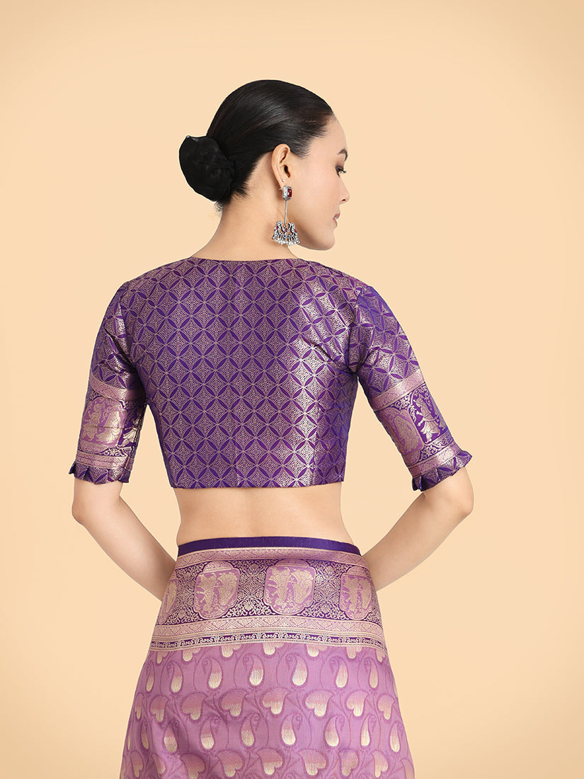 Purple Banarasi Silk Weaving Work Traditional Saree
