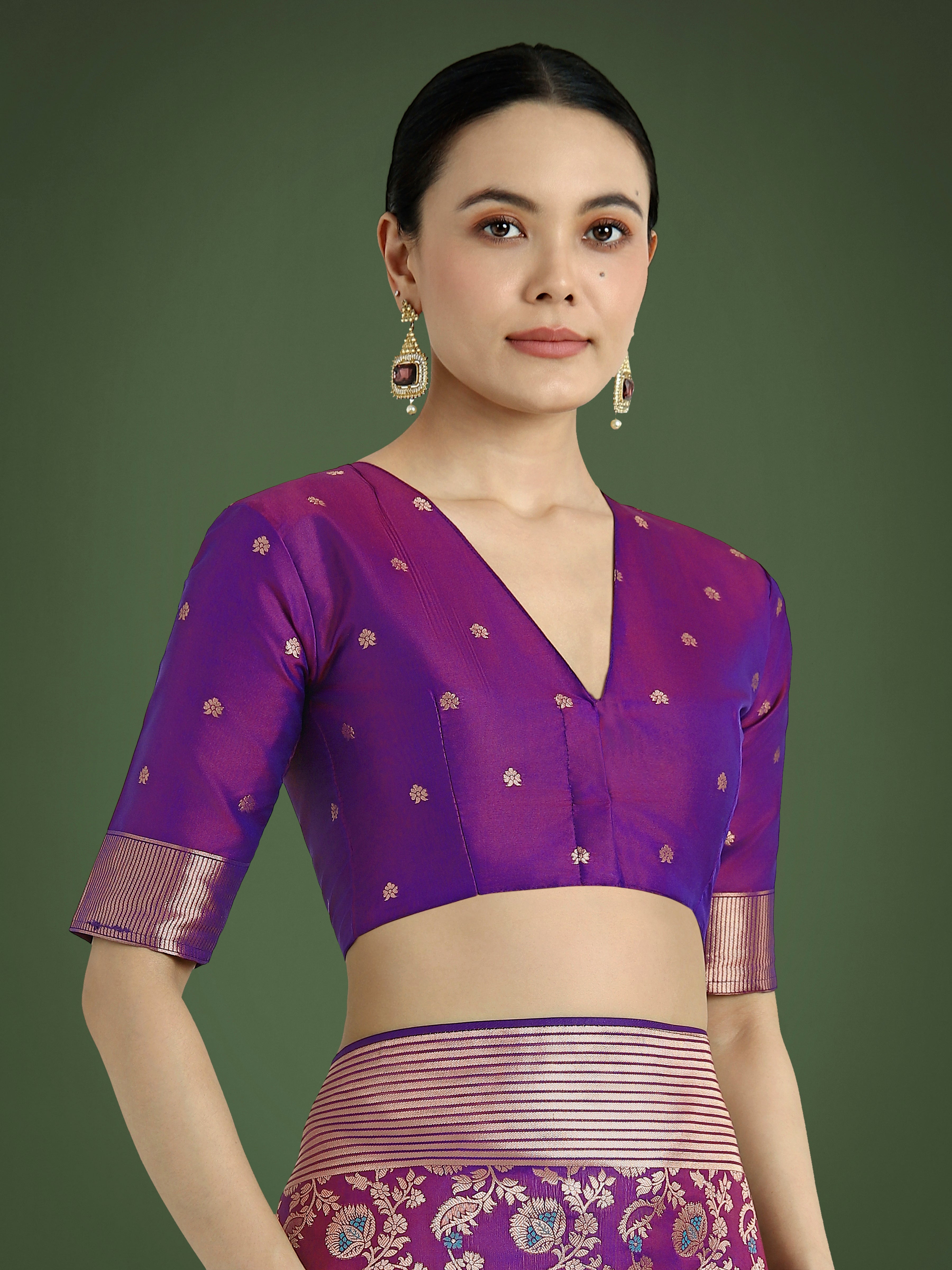 Purple Banarasi Silk Zaal Woven Pattern Traditional Saree