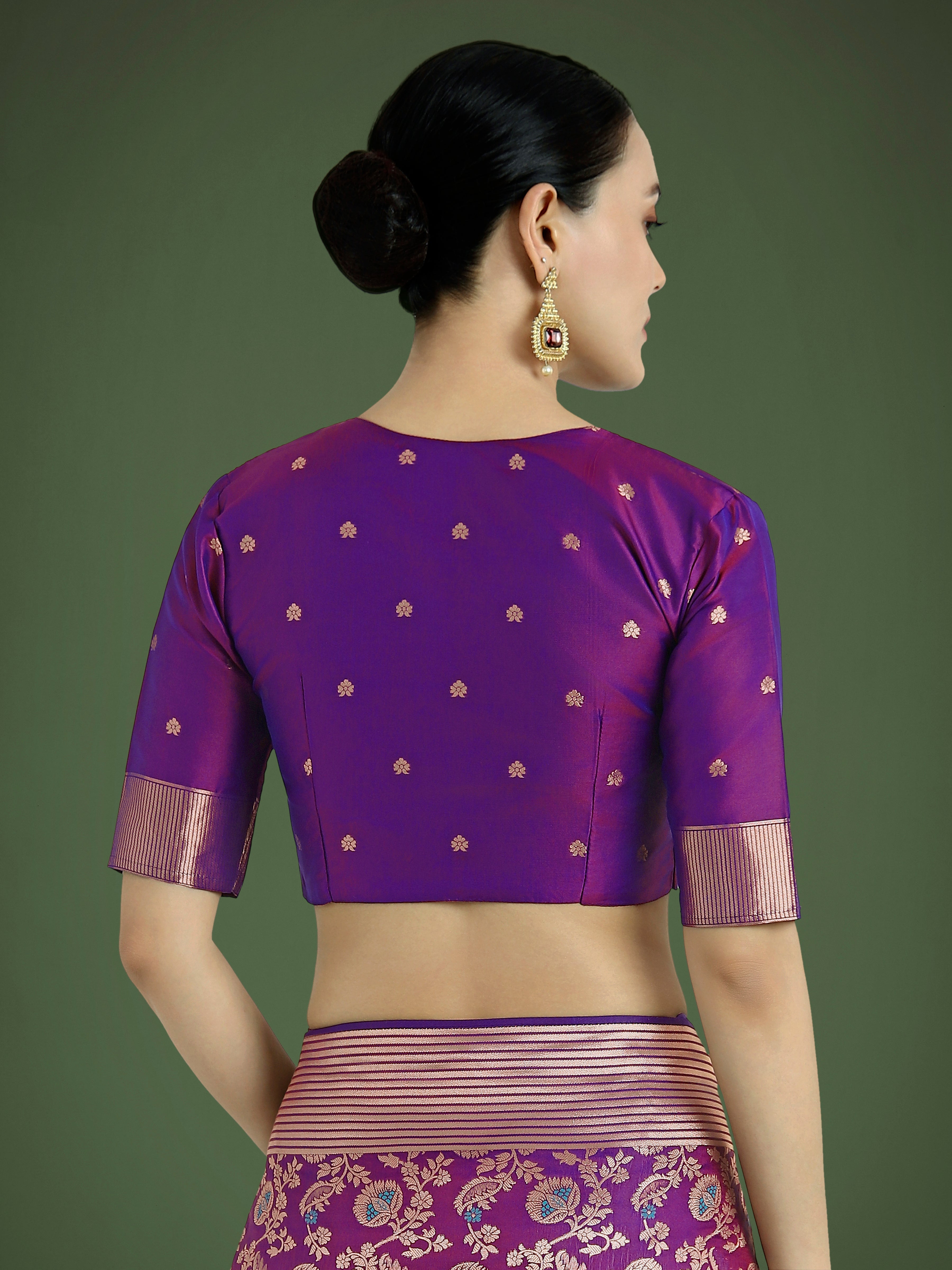 Purple Banarasi Silk Zaal Woven Pattern Traditional Saree