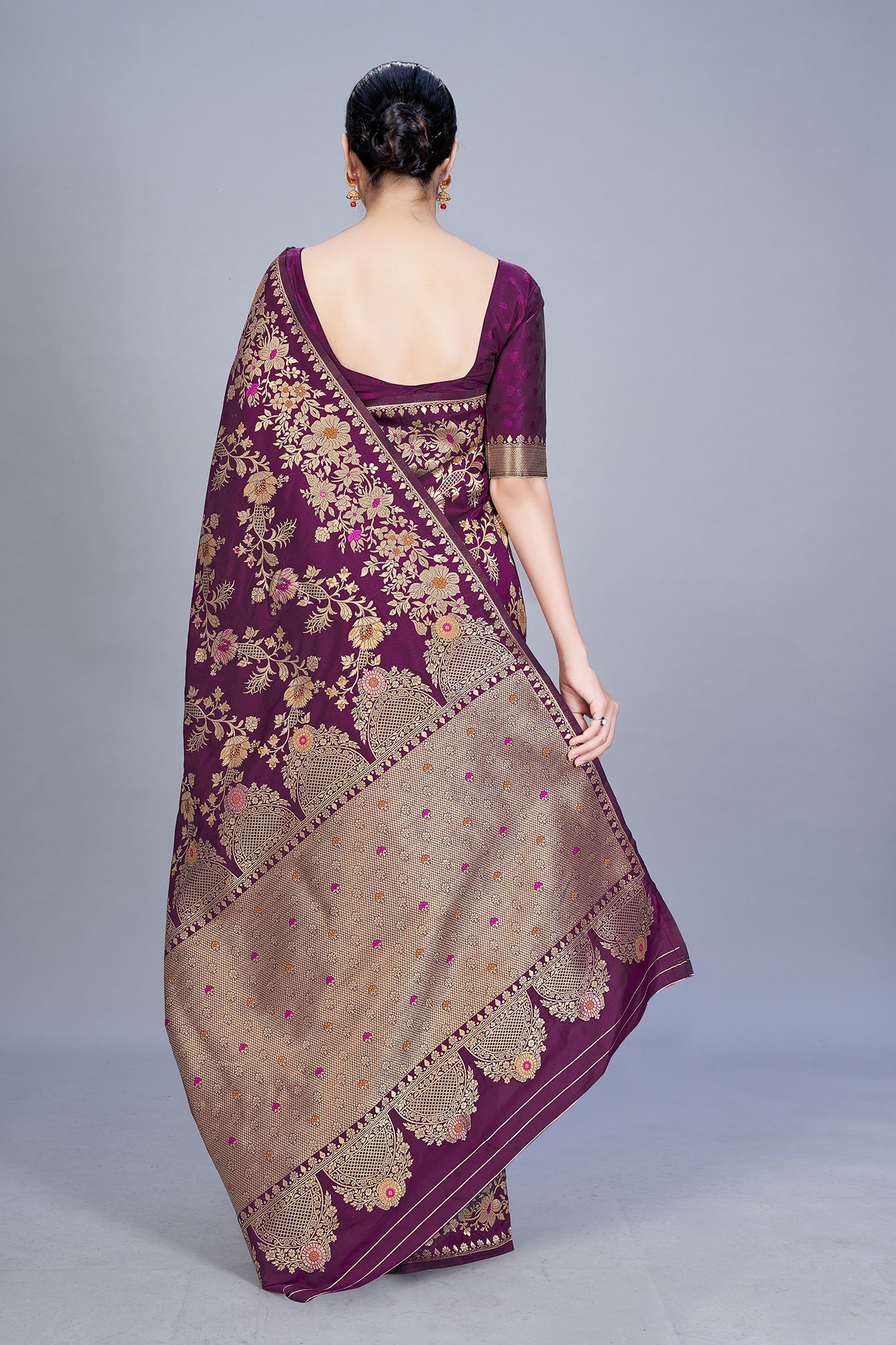Purple Banarasi Silk Zari Weaving Trendy Saree
