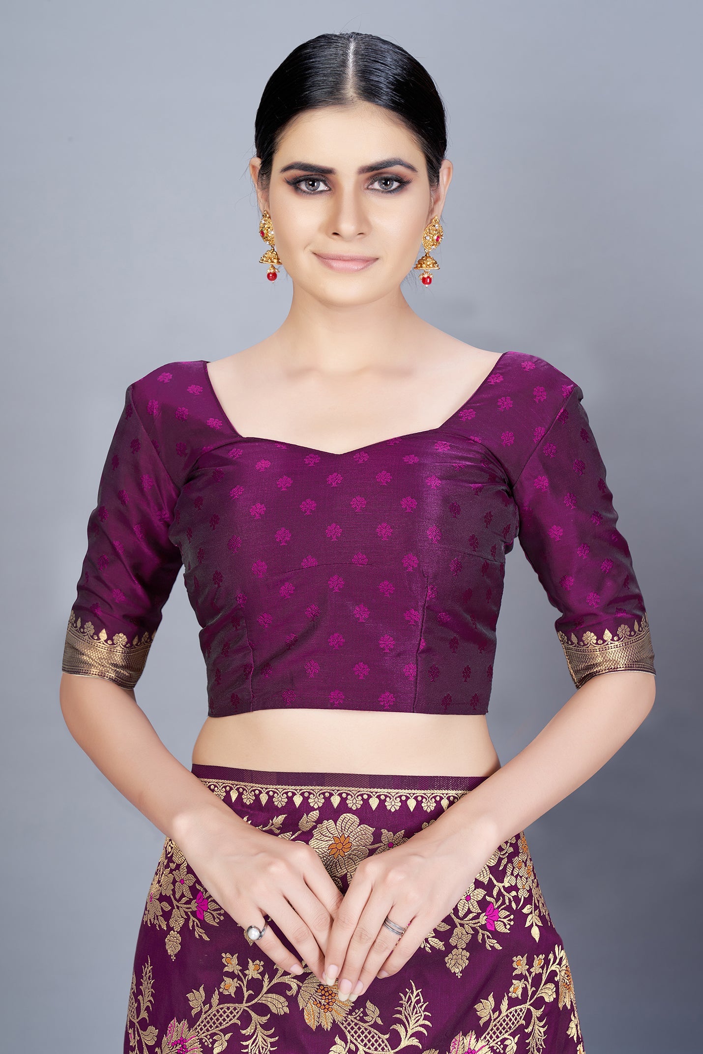 Purple Banarasi Silk Zari Weaving Trendy Saree