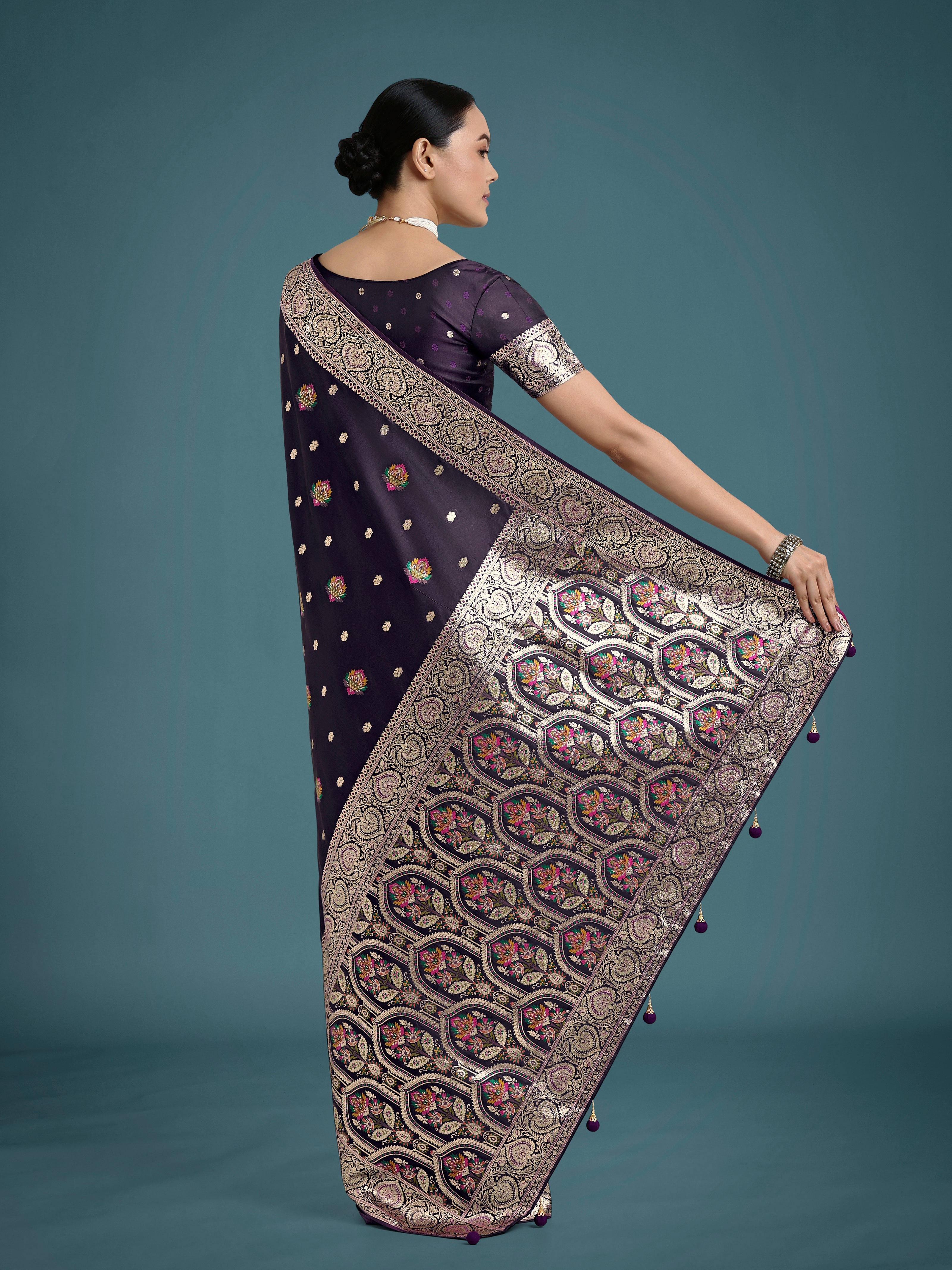 Purple Charming Soft Banarasi Zari Woven Designer Satin Silk Saree