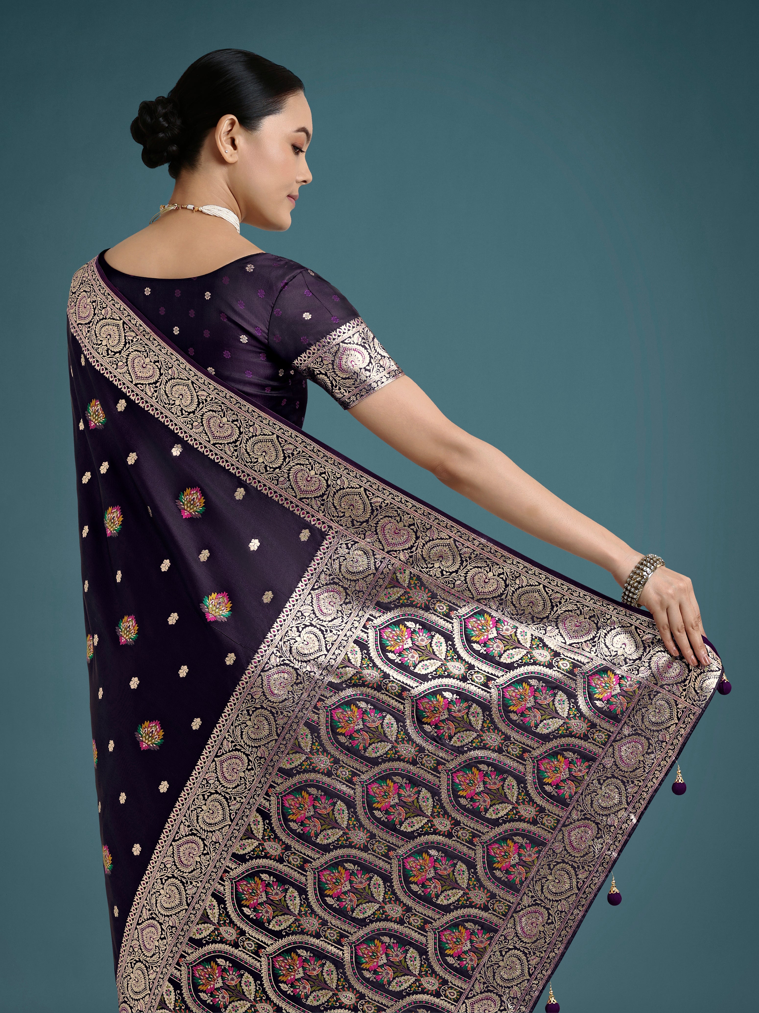 Purple Charming Soft Banarasi Zari Woven Designer Satin Silk Saree
