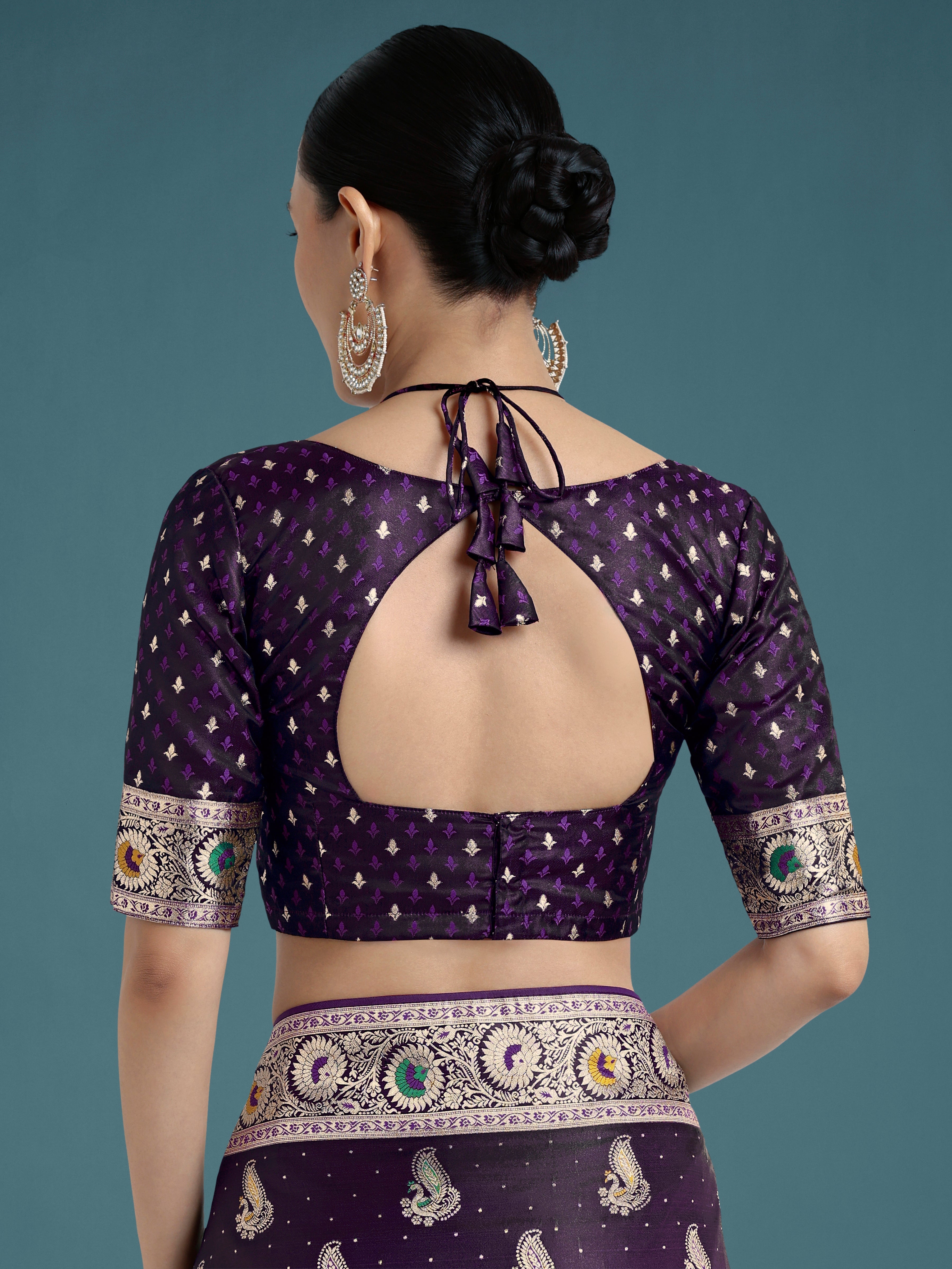 Purple Color Festival Wear Banarasi Satin Silk Designer Zari Weaving Saree