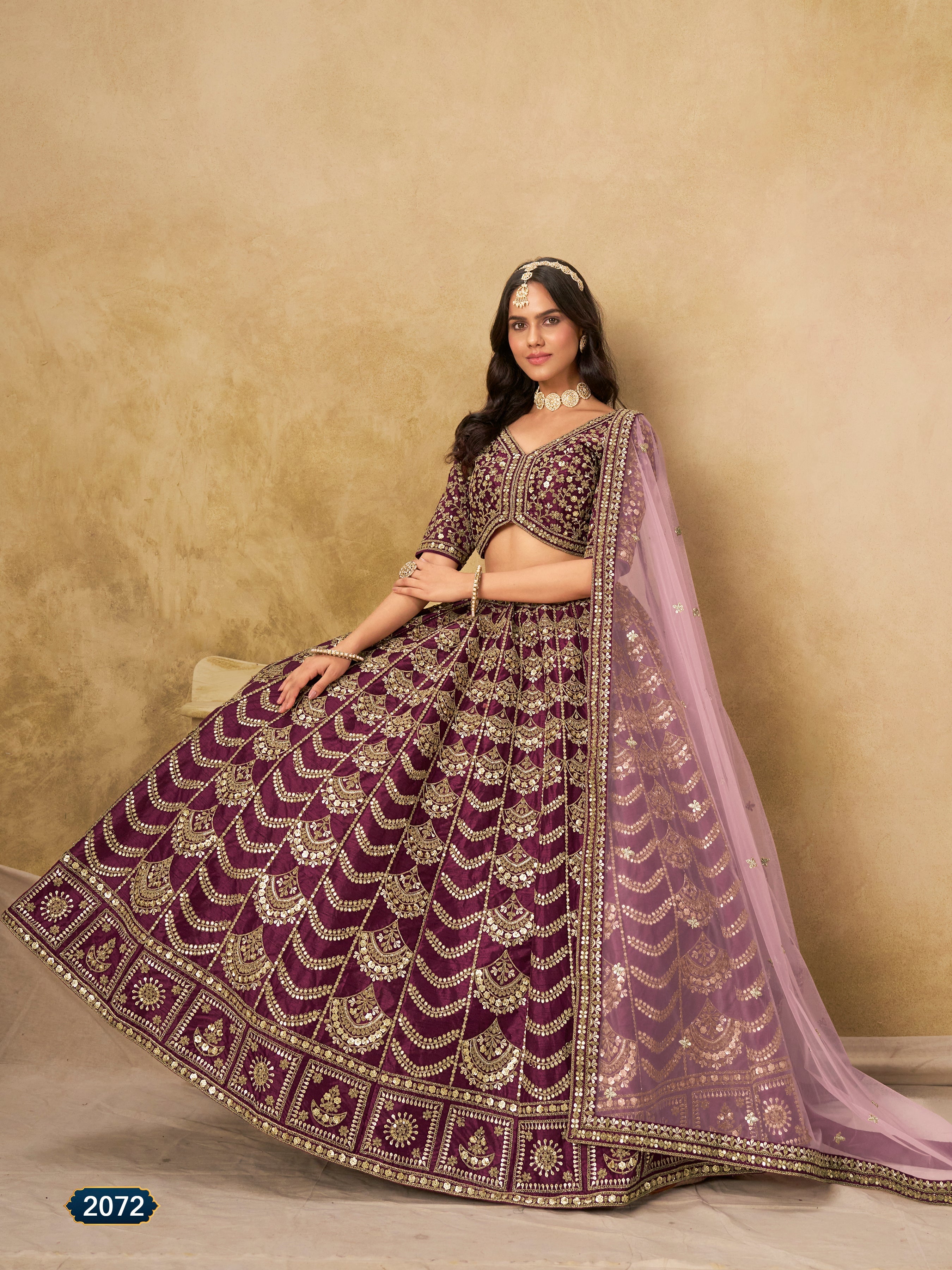 Purple Color Zari Embroidered Work Art Silk A Line Lehenga Choli
