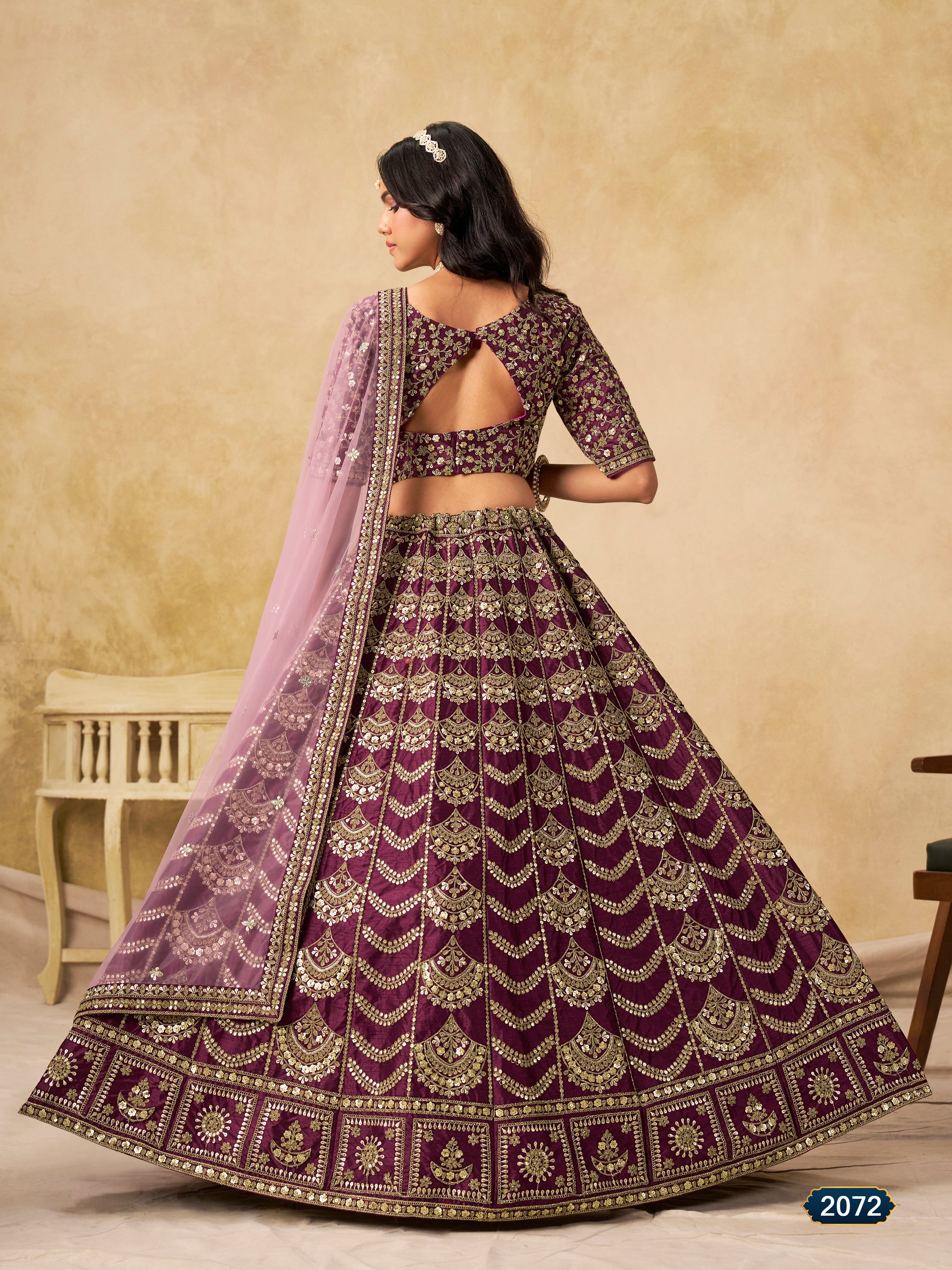 Purple Color Zari Embroidered Work Art Silk A Line Lehenga Choli