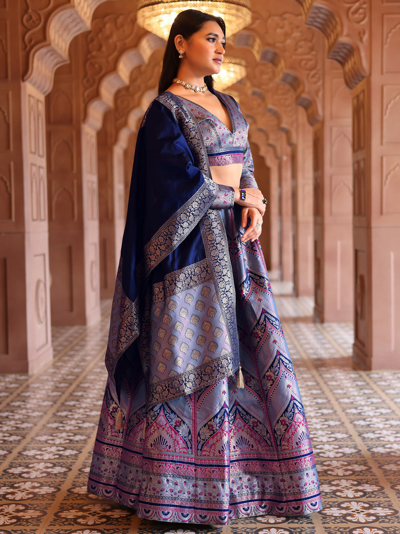 Light Lavender Kanjivaram Silk Weaving Trendy Lehenga Choli