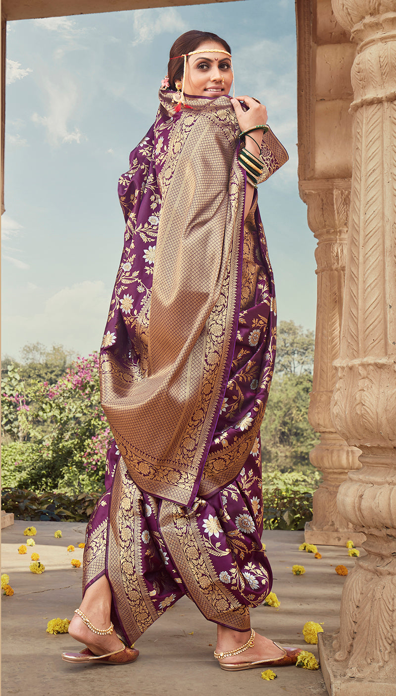 Purple Banarasi Silk Woven Classic Saree
