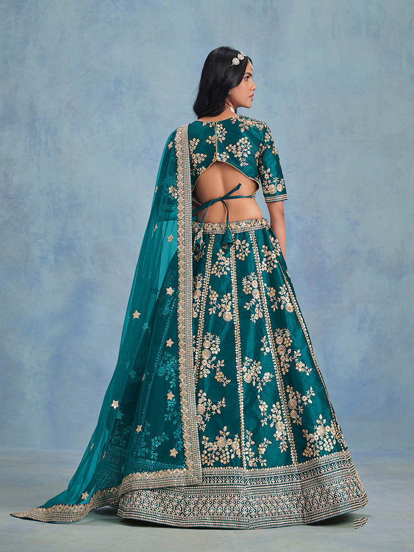 Rama Art Silk Thread Embroidered Wedding Wear Lehenga Choli