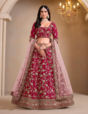 Rani Pink Art Silk Embroidered With Sequence Trendy Lehenga Choli