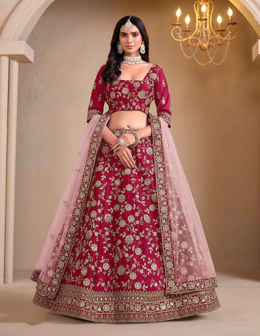 Rani Pink Art Silk Embroidered With Sequence Trendy Lehenga Choli