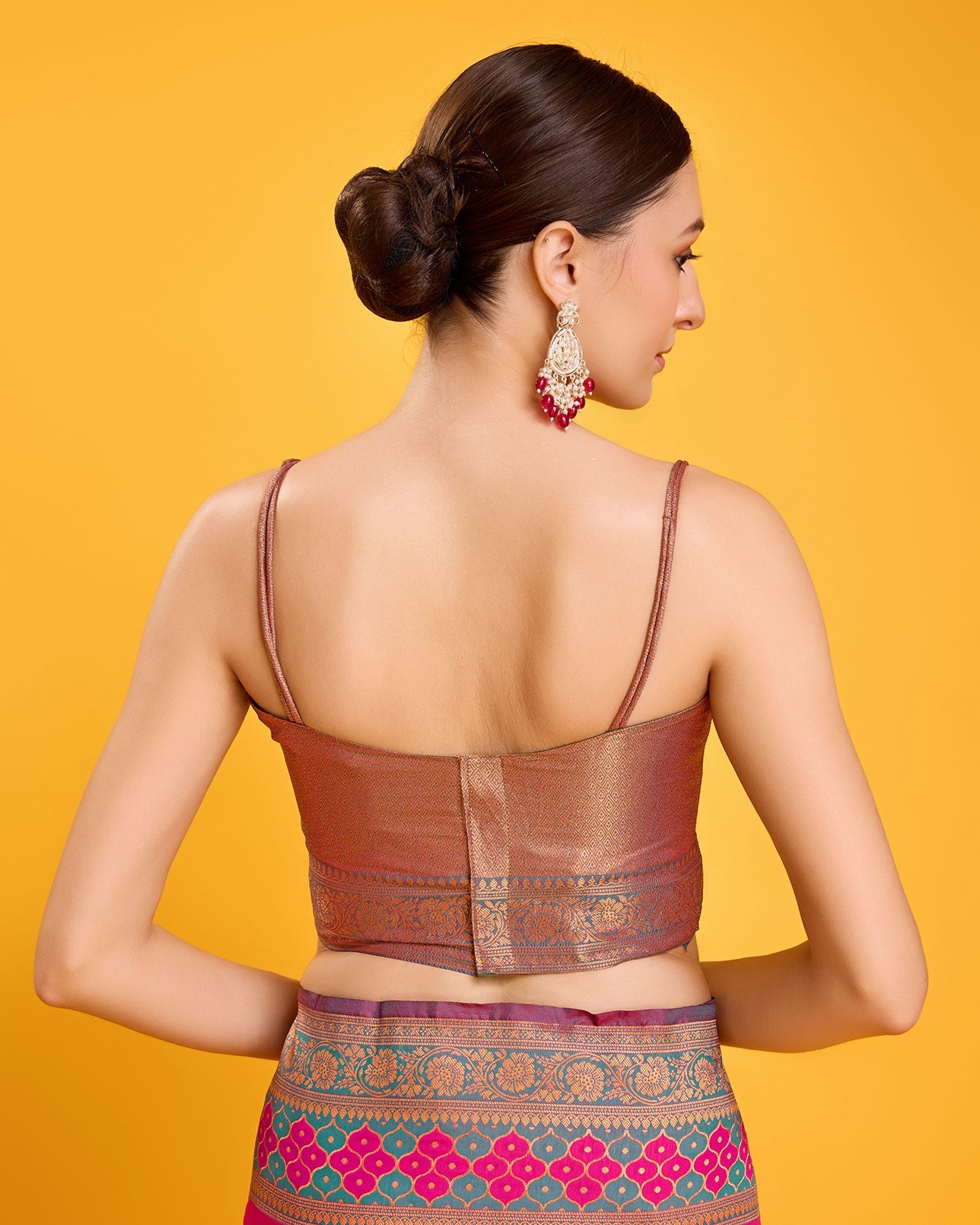 Rani Pink Banarasi silk Brocade Woven Saree - Monjolika Fashion