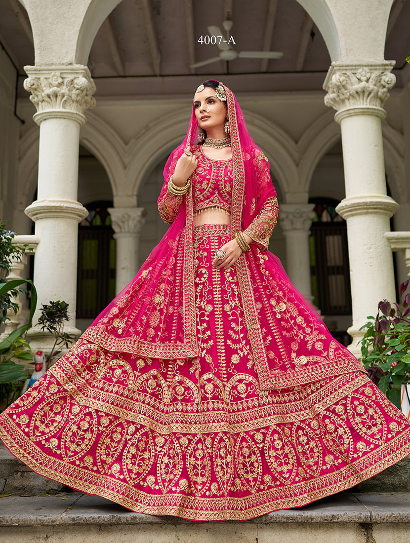 Rani Pink Butterfly Net Embroidered Work Stunning Lehenga For Wedding Season