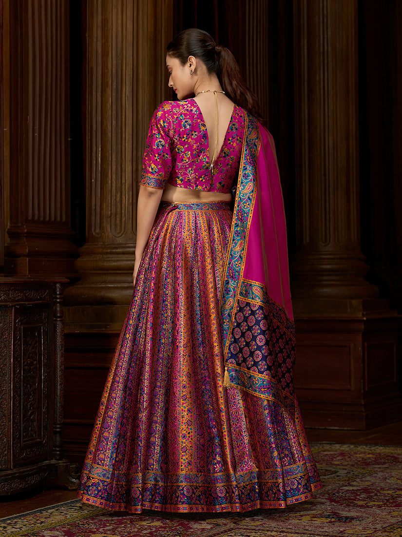 Rani Pink color Jacquard Designer Lehenga Choli For Festival