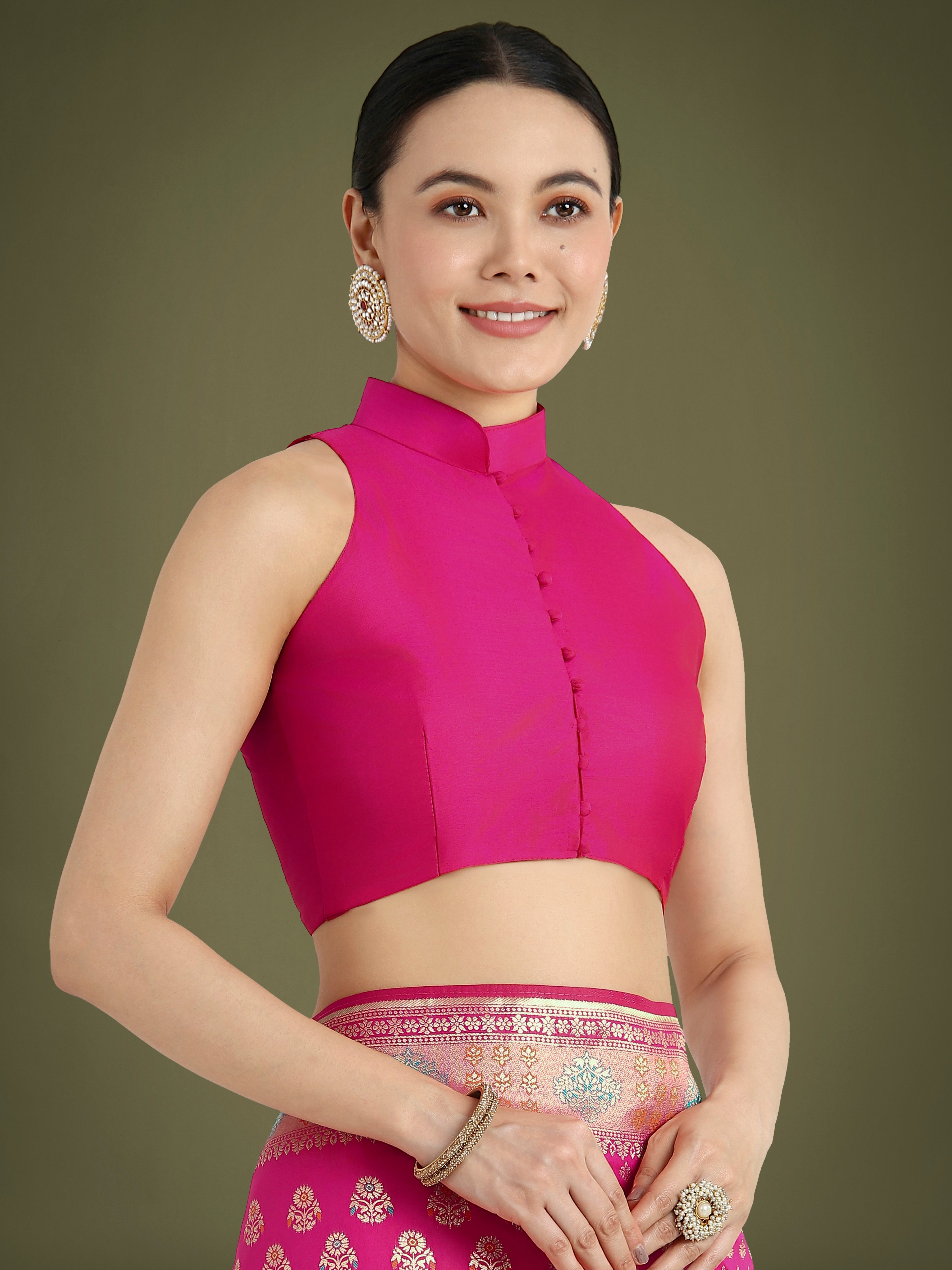 Rani Pink Colour Banarasi Silk Zari Weaving Classic Saree